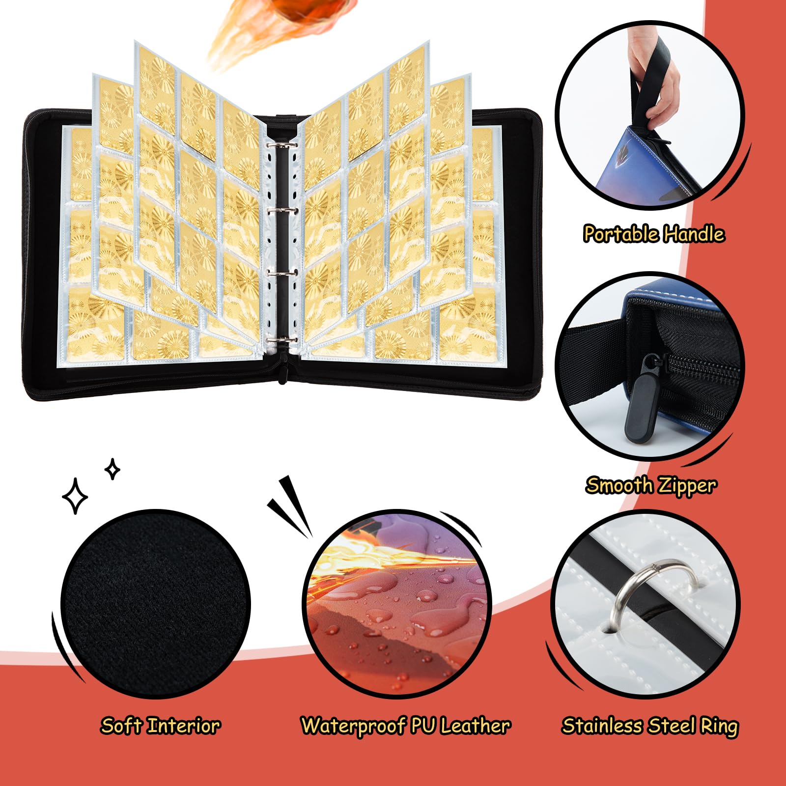 Mactoou 900 Album per Giochi di Carte collezionabili, Grande Raccoglitore Album Carte, 50 Pagine capacità 900 Carte