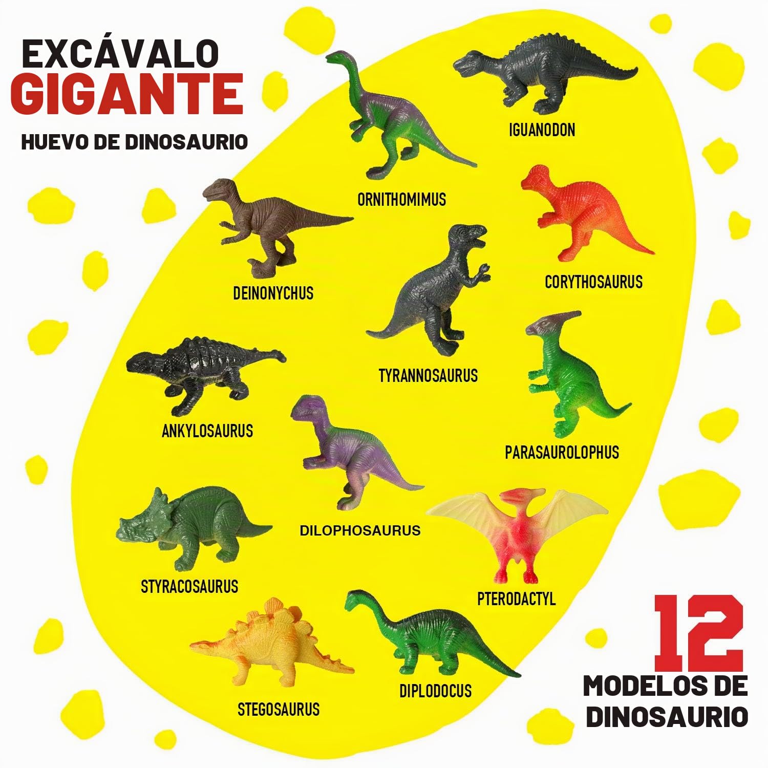 Kit de excavación de Huevos de Dinosaurio Jumbo - Juego de Excavación y Descubrimiento de Dinosaurios - Regalo para niños a Partir de 6 años