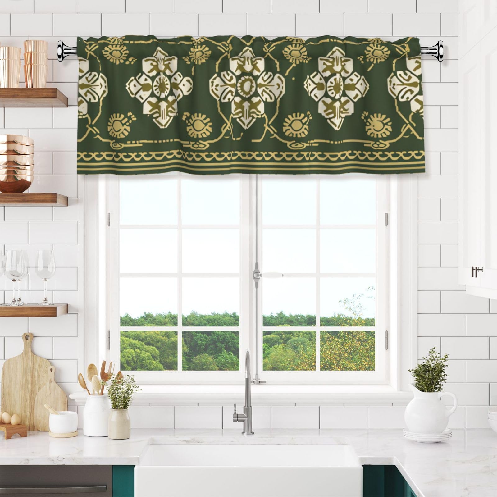 Anceky Valances Curtain for Kitchen Arranged Pattern Window Valance Bedroom Curtain Topper Valance Spring Window Valance Curtains Rod Pocket 54x18 Inch