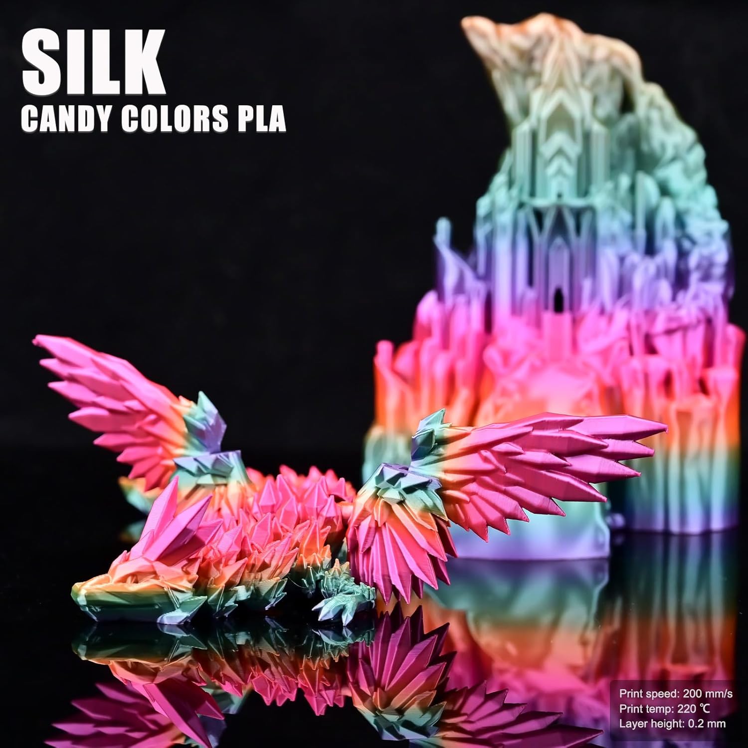 OVV3D Rainbow PLA Filament 1.75mm, PLA Silk PLA 3D Printer Filament Multicolor Silk Color Change Rainbow PLA Filament with Pink Purple Green Yellow, 3D Printing Filament 3D Filament, 1kg - Image 2