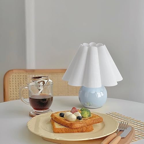 Miniatura 4 de Mini lámpara de mesa pequeña azul claro para dormitorio, lindas lámparas de dormitorio para mesita de noche, lindas mini lámparas de mesa para
