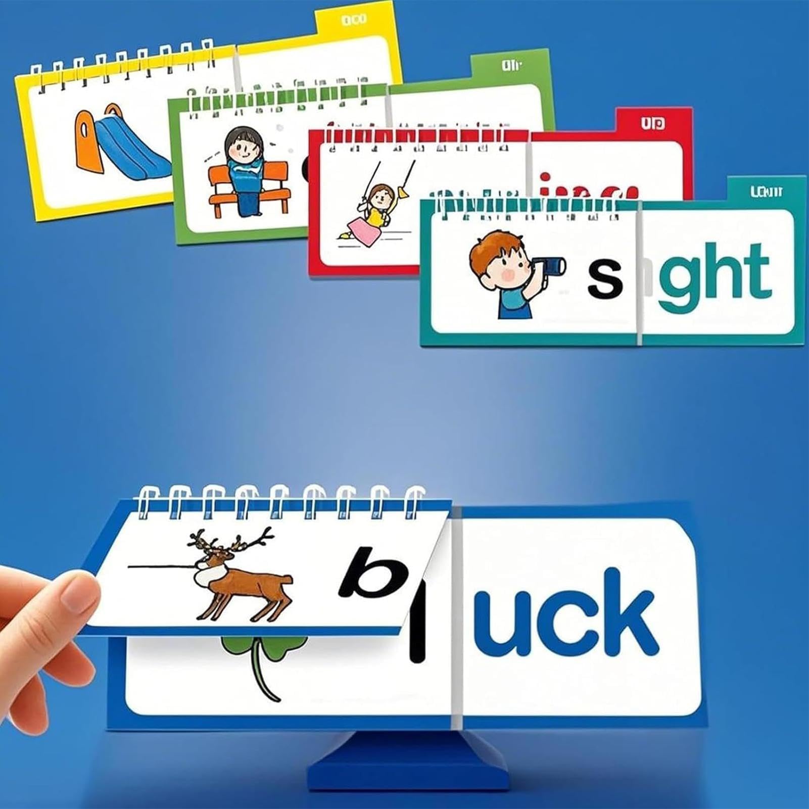 30 Read and Rhyme Flip Books, Word Family Flip Books, ABC Vocabulary Flash Cards, Reading Fliping Book, Learn to Read Phonics for Kids