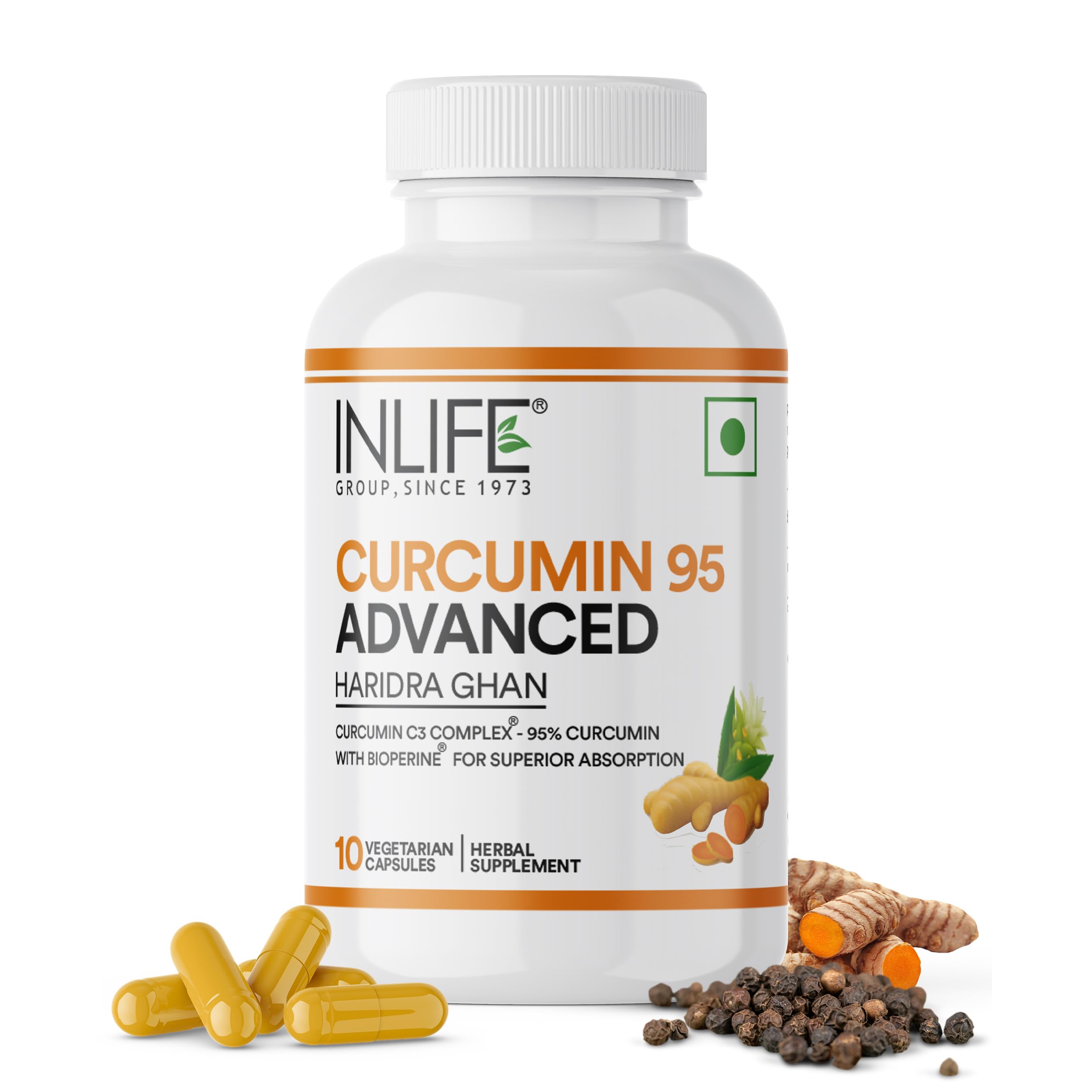 INLIFE Curcumin C3 Complex (95% Curcuminoids) 500 mg Turmeric with ...