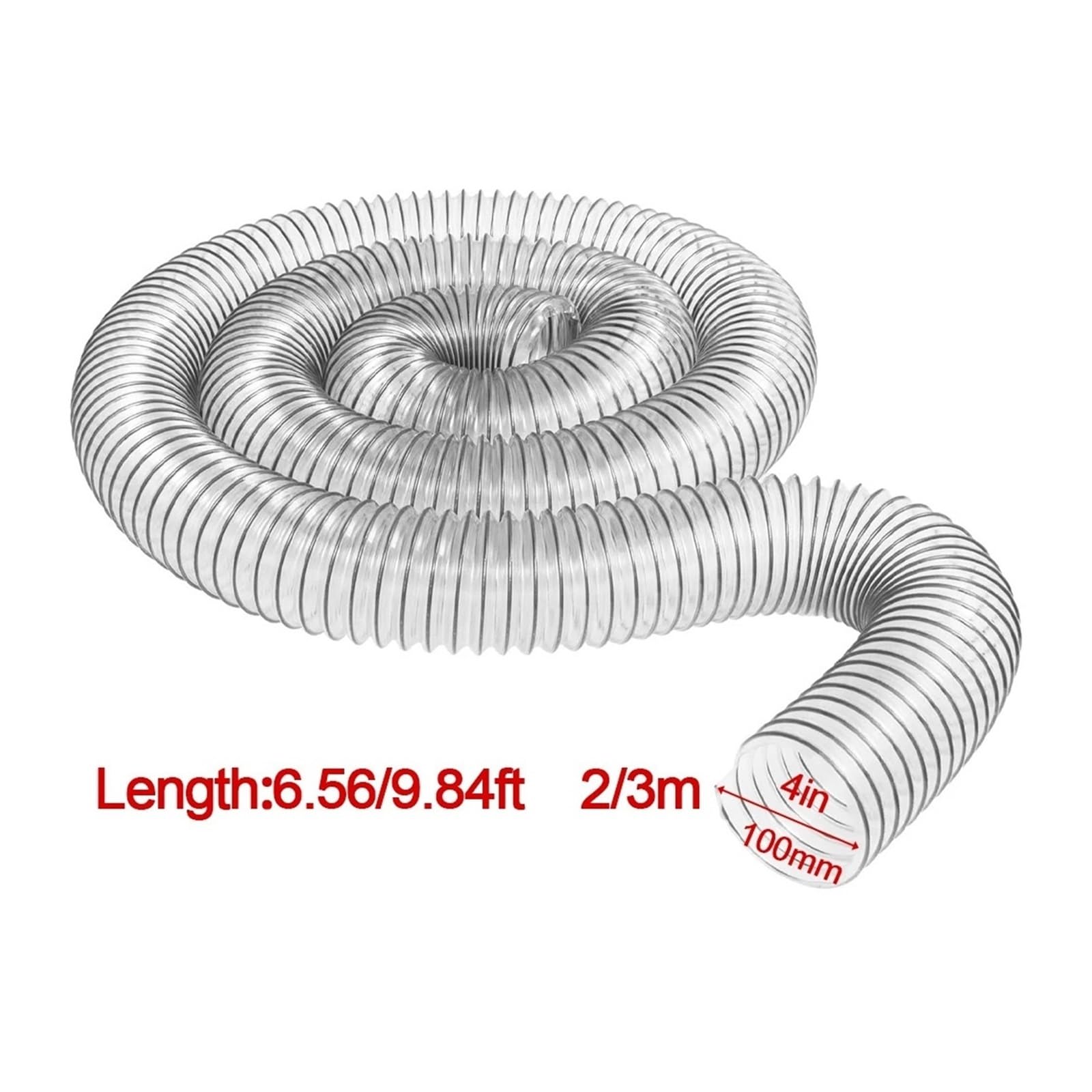 Tubo In PVC Da 100 Mm For Aspiratore Di Polveri Industriale Soffietto For La Lavorazione Del Legno Tubo Di Raccolta Polvere Trasparente, Tubo Di Prolunga(2 m)