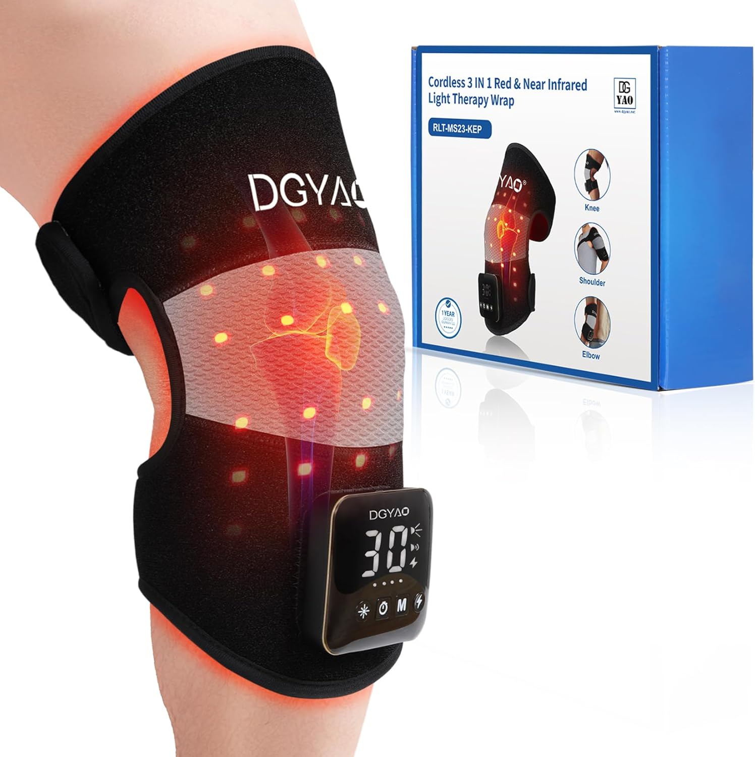 TUOB Red Light Therapy for Knee, 660nm & 850nm Red Infrared Light Therapy with Cordless Rechargeable Controller, Portable Light Therapy Device for Knee Elbow Shoulder Pain Relief