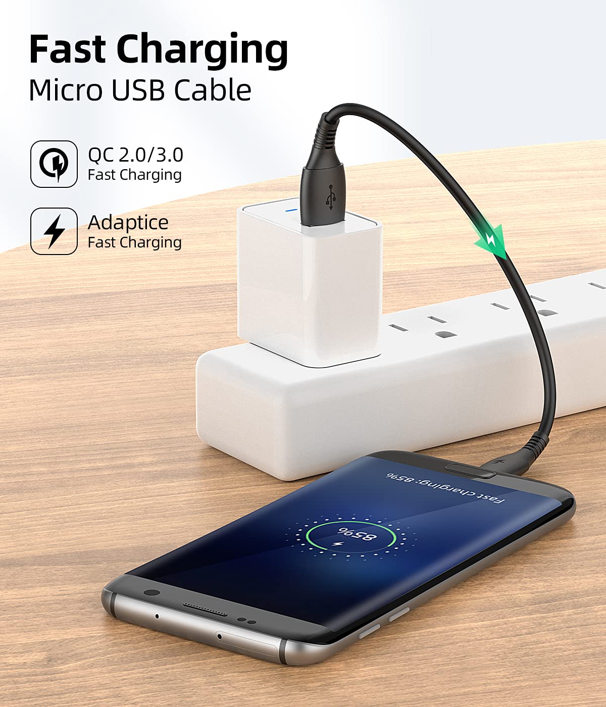 HOTNOW Micro USB Cable 0.5ft 6 inch Short Cords, [3 Pack,0.5FT] Android Charger Durable Short Cable Fast Charging Cord for Samsung Galaxy S7 S6 S7 Edge S5,Note 5,PS4,Power Bank and More