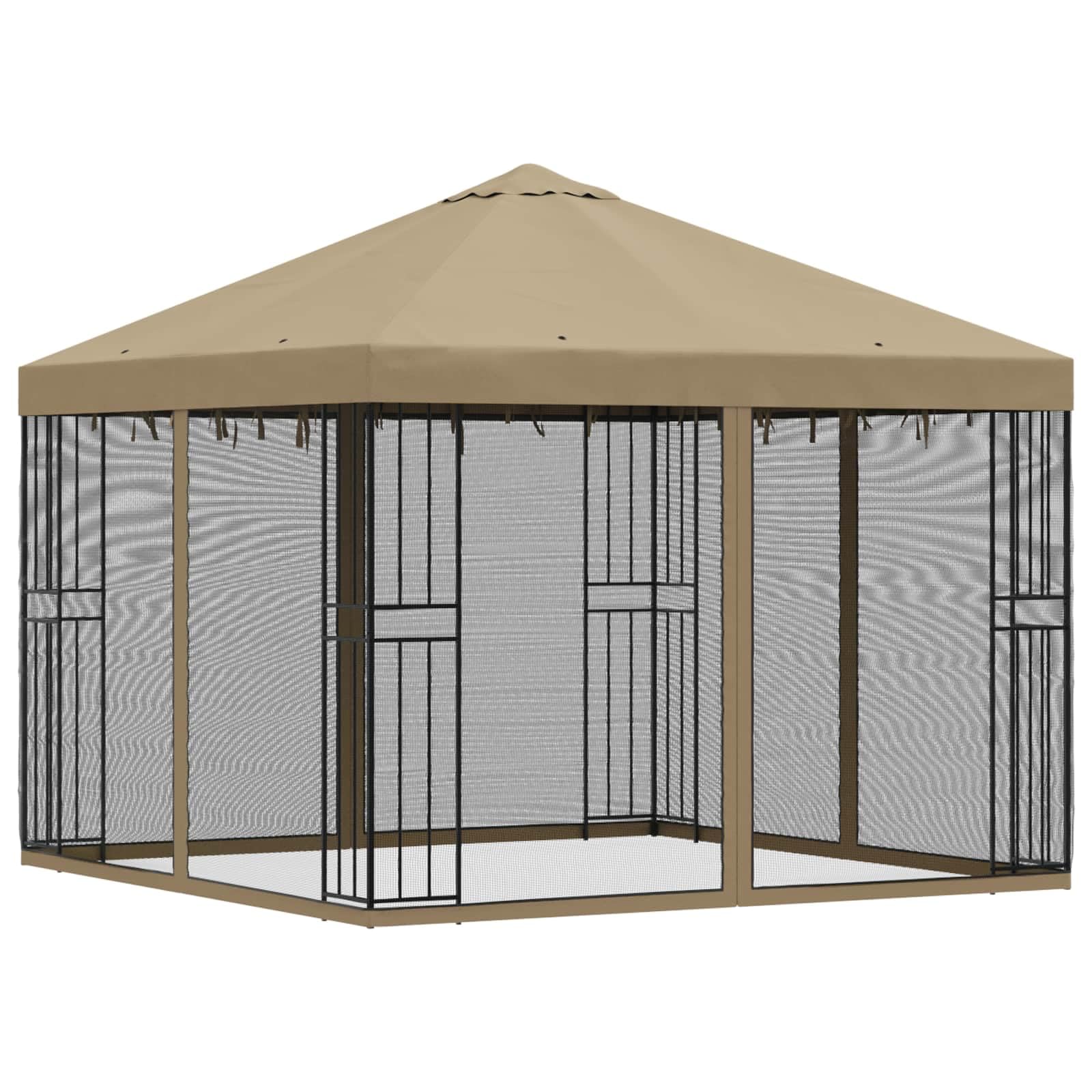 Gazebo da Giardino 3x3 m con 4 Pareti Laterali Beige