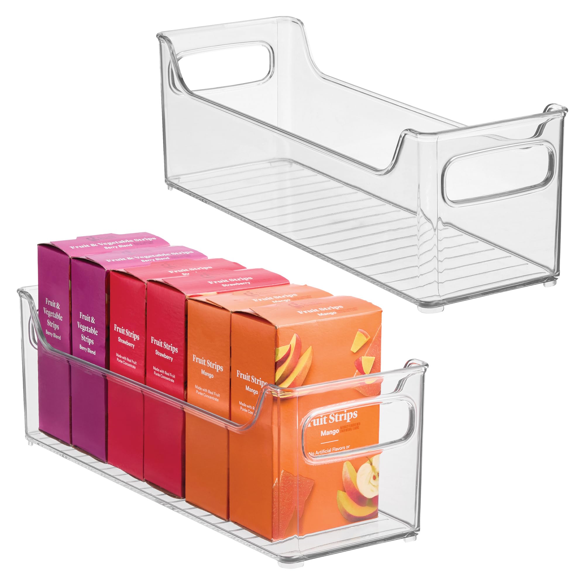 iDesign Refrigerator and Freezer Storage Organizer Bins for Kitchen, Clear, 12.7 x 12.7 x 36.83 cm, Pack of 2