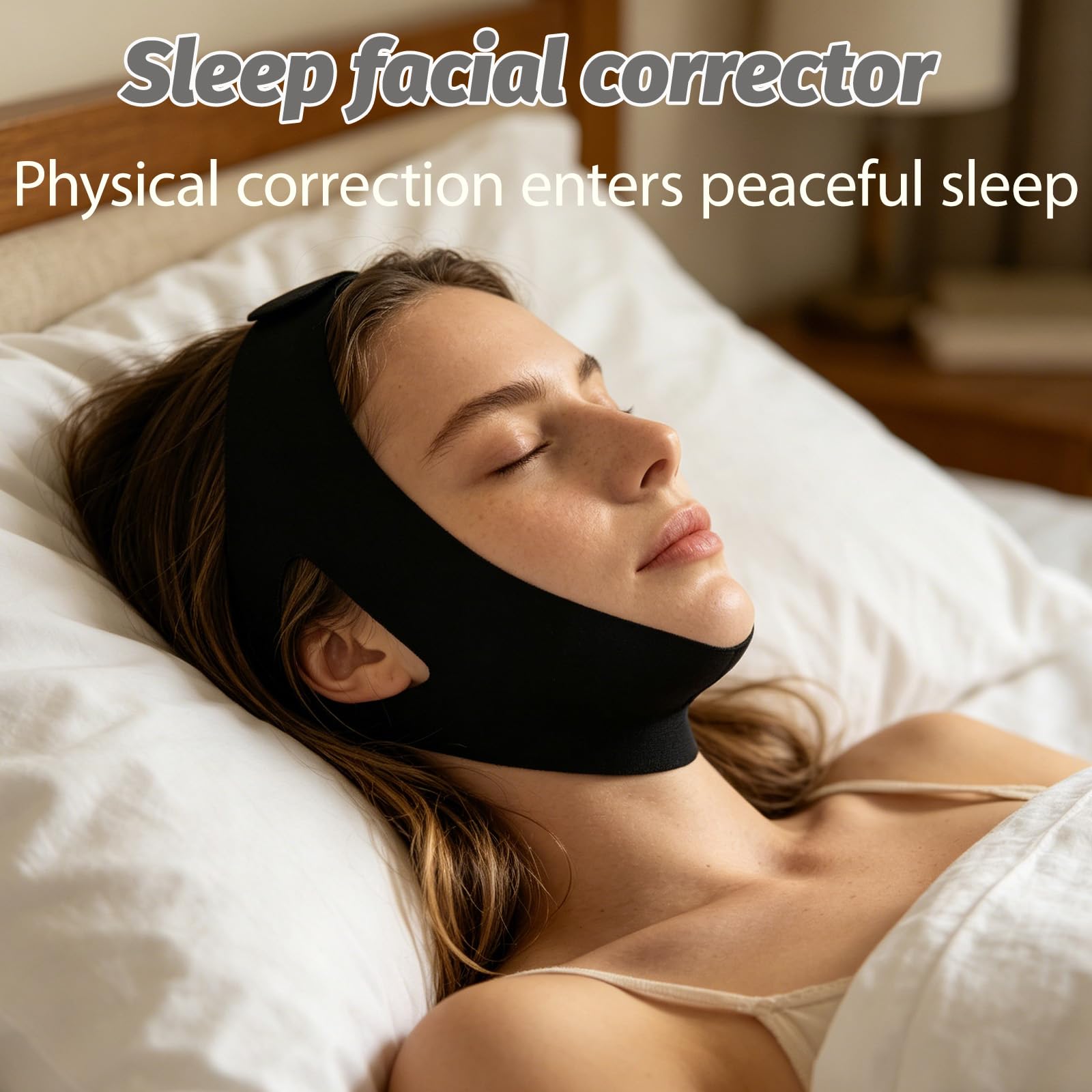2 pcs Correa Antironquidos Ajustable Universal para Barbilla, Dispositivo para Reducir Ronquidos y Boca Seca, Ayuda para Dormir Apacible, Compatible con Máscaras de Sueño