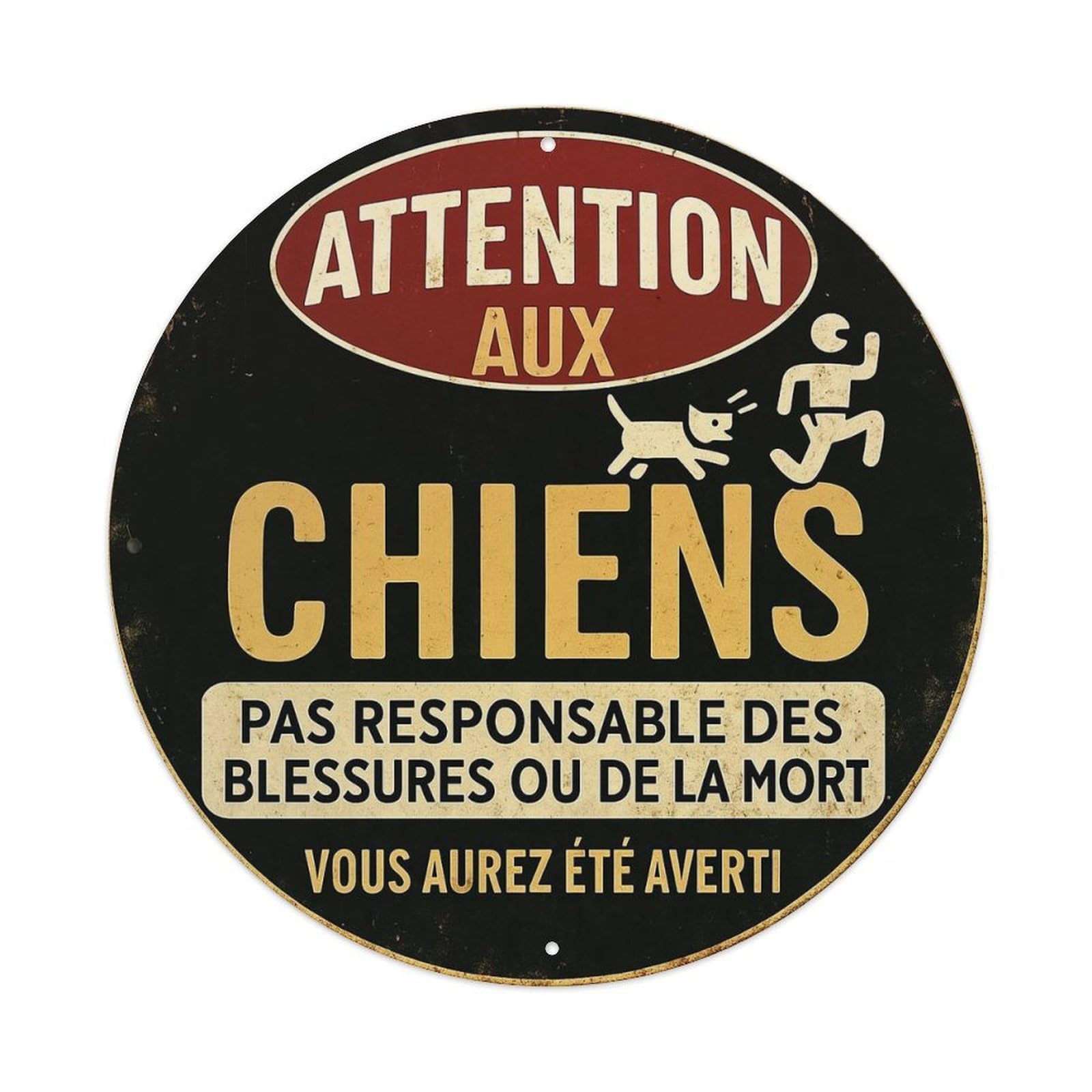 Attention to Dogs Sign Pattern Metal Tin Sign Plaque