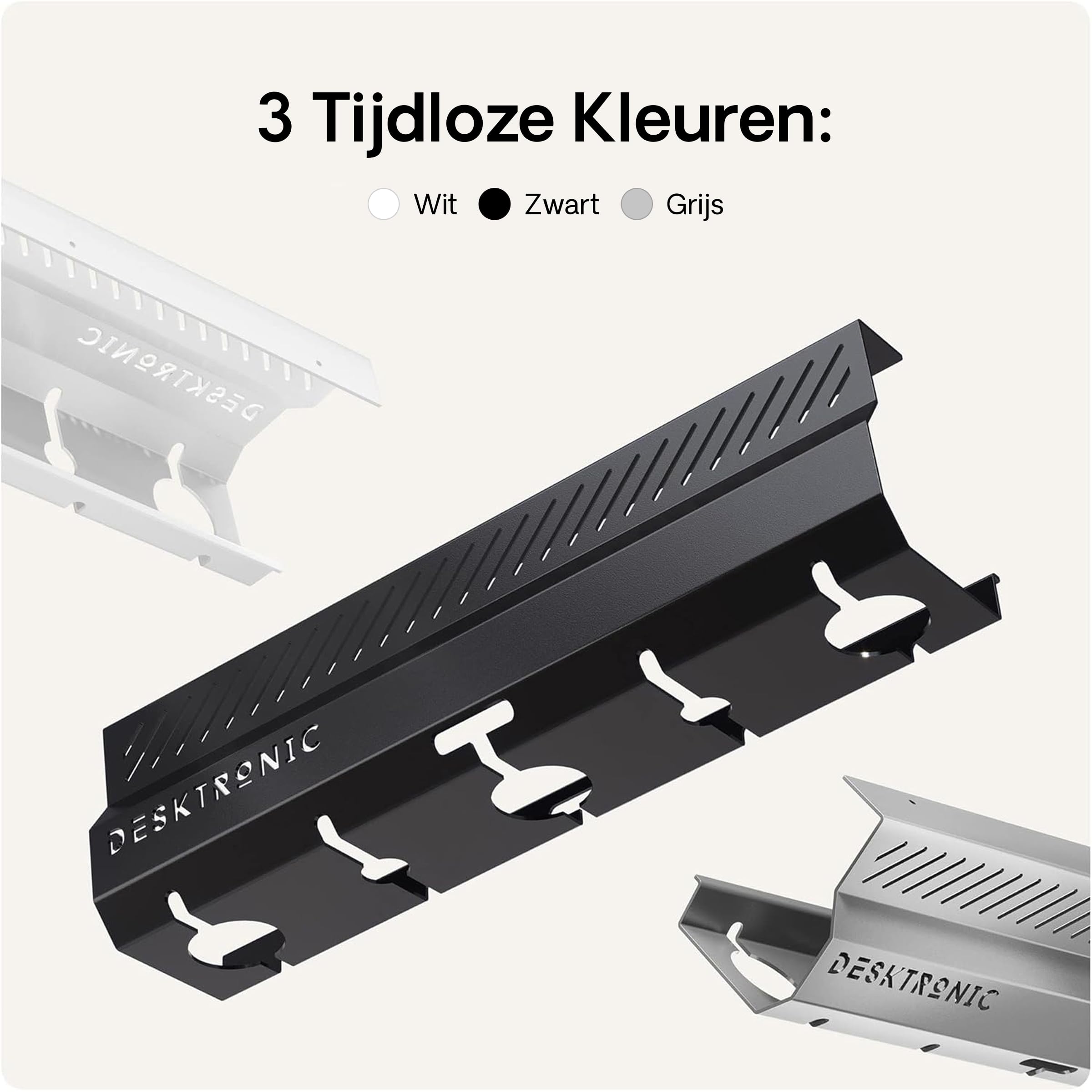 Desktronic Kabelgoot donkerblauw set van 2 - roestvrijstalen cable management bureausnoergoot met 5 kabeluitsparingen, eenvoudig te installeren kabel organiser - kabelhouder kabelbeheer