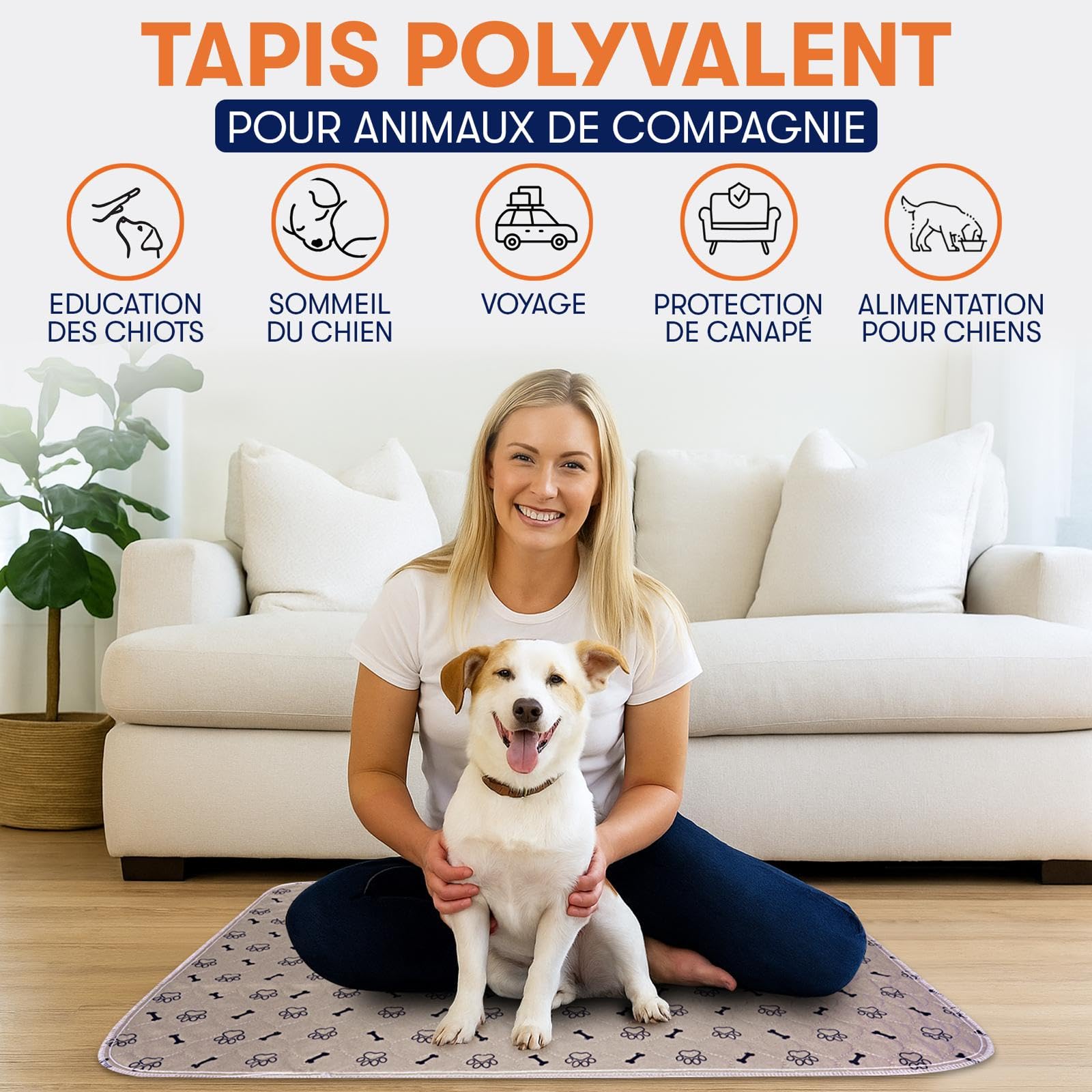 Tapis Éducateur Chien Réutilisable, Lot de 2, Gris & Marron, Lavable, Antidérapant, 90x70cm – Alèse Chiot & Chien, Anti-Fuites, Parfait pour Chiens, Chats et Lapins