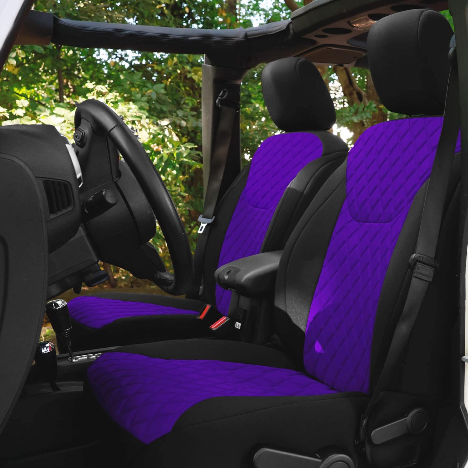 FH Group Custom Fit Car Seat Covers for 2007-2017 Jeep Wrangler JK 4DR and 2DR | 2nd Row | Ultraflex Neoprene Water Resistant Automotive Seat Covers - Front Set Purple