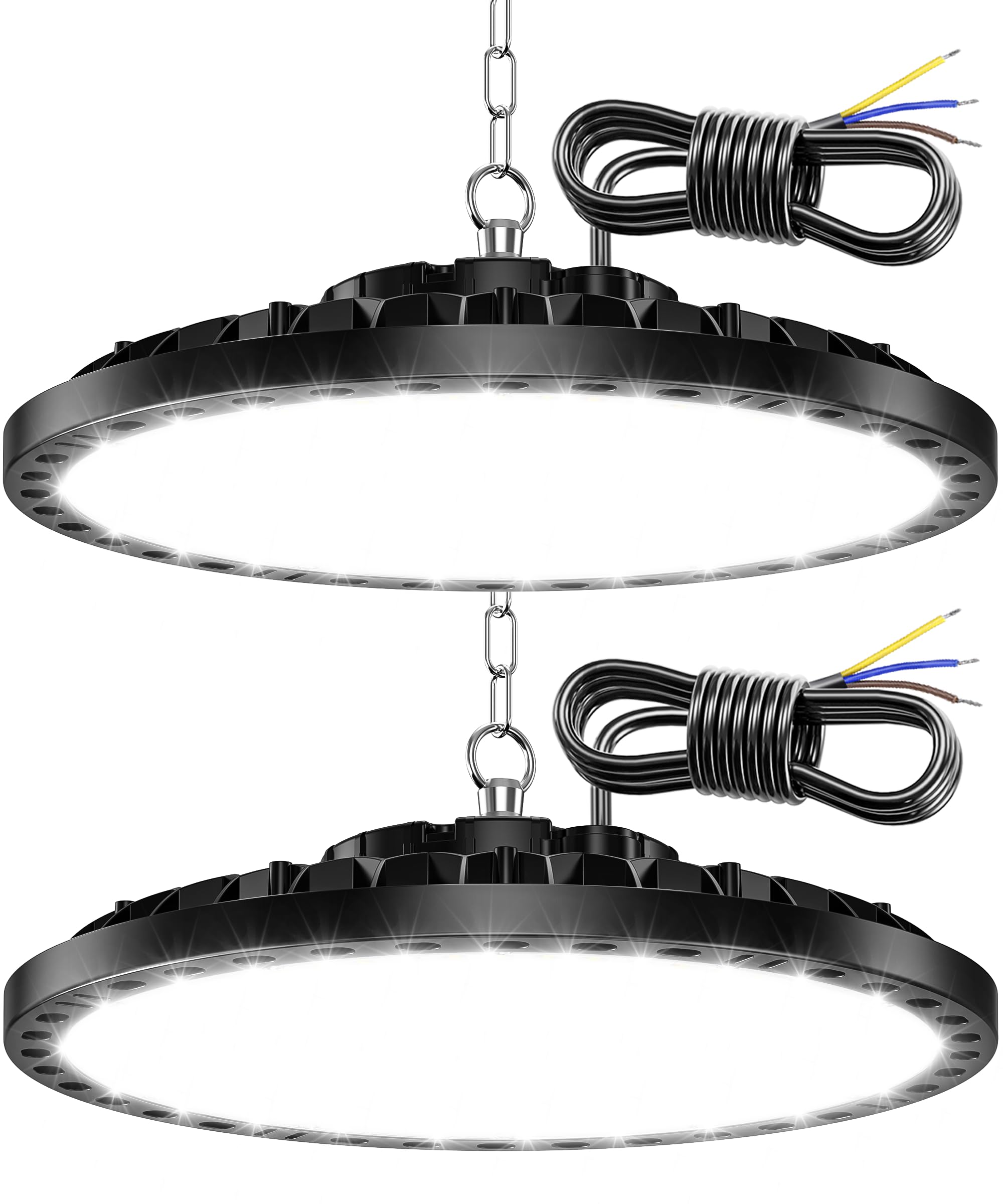 TASINUO LED Werkstatt Deckenleuchte 200W 2 Stück,20000LM 7000K UFO Industrielampe Hallenstrahler Werkstattlampe, IP65 Wasserdicht Kellerlampe, Garagenlampe LED Strahler für Fabriken Garage Lager