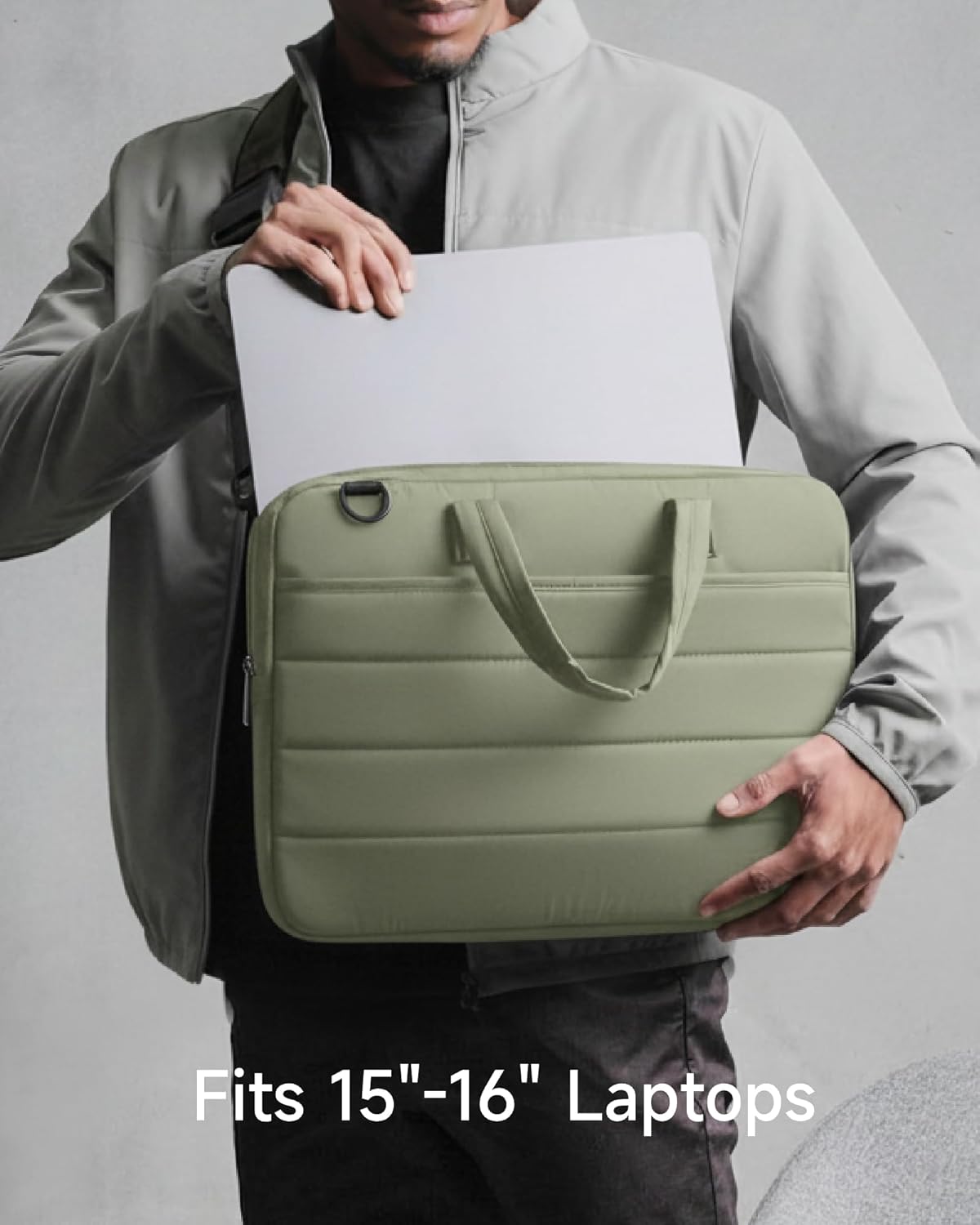 LUGGEX Laptop Case Sleeve 15-16 Inch, LTX02 360° Protective 15.6 Inch Laptop Shoulder Bag Computer Carrying Case Compatible with MacBook Air 15/Pro 16, HP, Dell, Surface (LTX-Core, Green) - Image 2