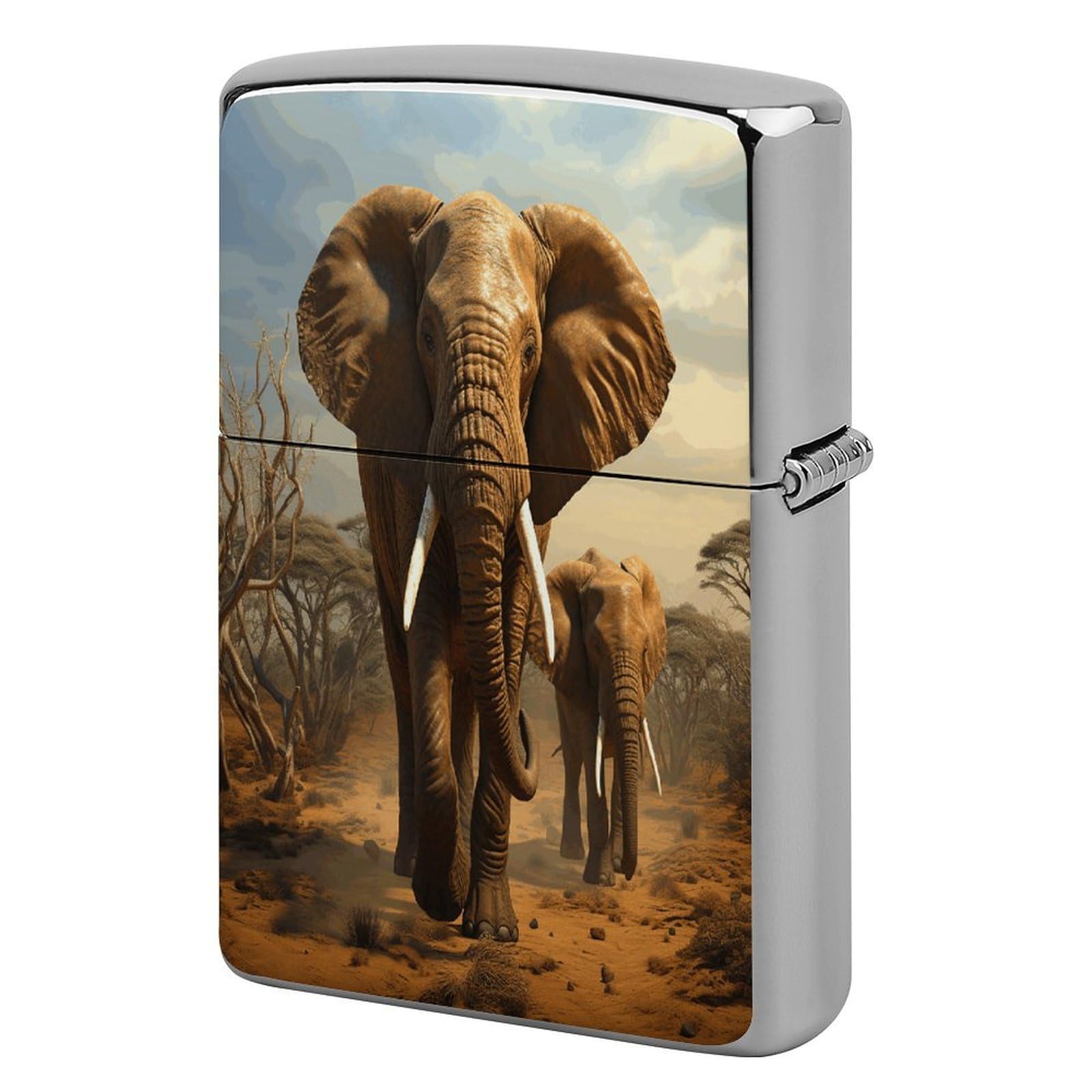 Fodpand Style Elephant Animals Metal Lighter Case Cover Lighter Sleeve