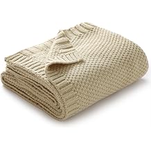 mimixiong Baby Blanket Soft Lightweight Knitted Blanket Pram Travel Baby Blankets for Newborn Baby Boy Girl - 100 x 80 cm Beige