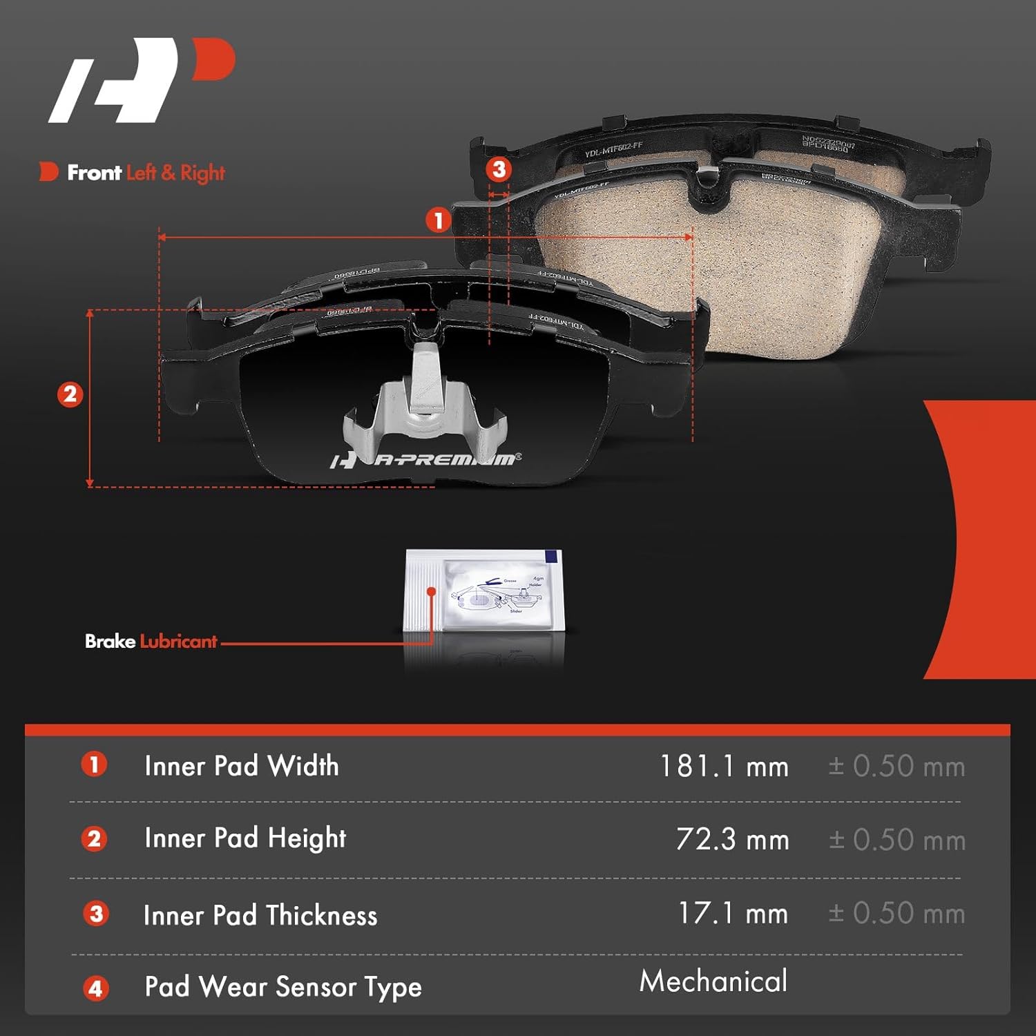 A-Premium Front Ceramic Brake Pads Set Compatible with Volvo XC60 2016-2017, 4-Pack