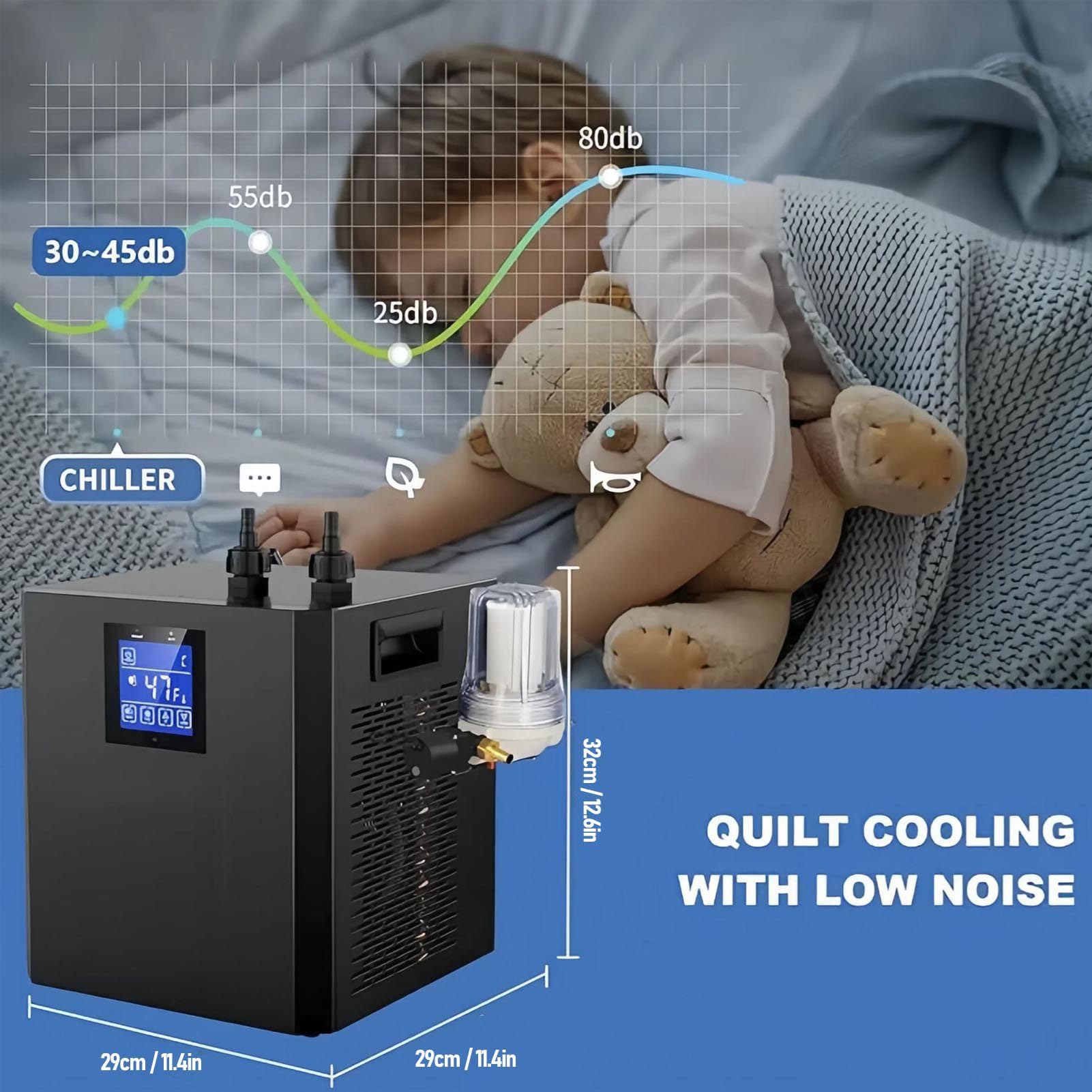 1/3 PS Water Chiller Kit für Eisbad, 32-122 ℉ 3 Modi Low Rauschen LCD-Touchscreen-Fernbedienung, Eisbad-Kälte mit Timer, für Zuhause, Hotels oder Freien Im Freien (EU -Stecker