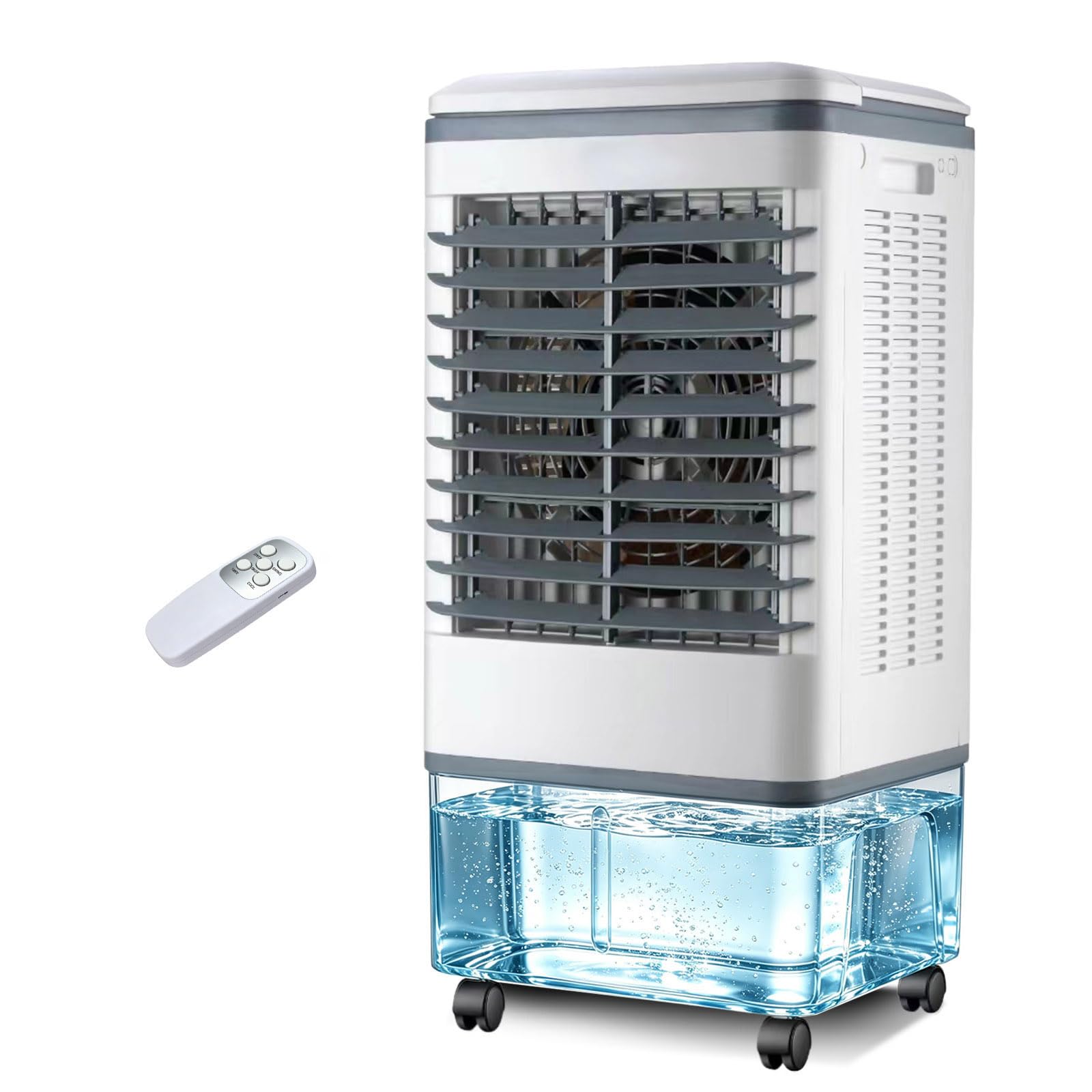20L Portable Evaporative Air Cooler with Water Tank, Air Cooling Fan with Remote Control, 7.5-Hour Timer, Swamp Cooler with Caster Wheels for Bedroom, Office, Home
