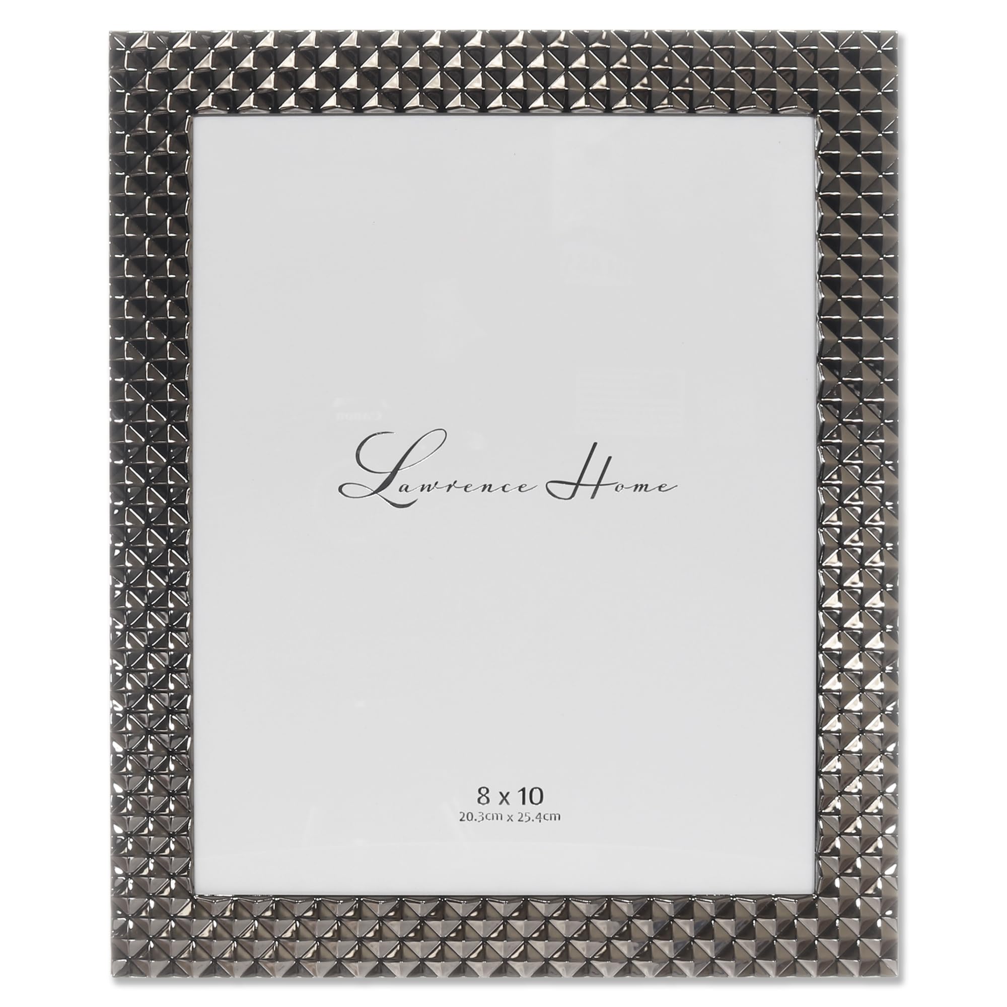 Lawrence Frames Diamond Pattern Polished Metal Picture Frame, 8x10, Black Smoke