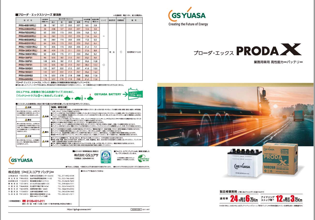 GS Yuasa PRX-130F51 [PRODA X] High Performance Car Battery for