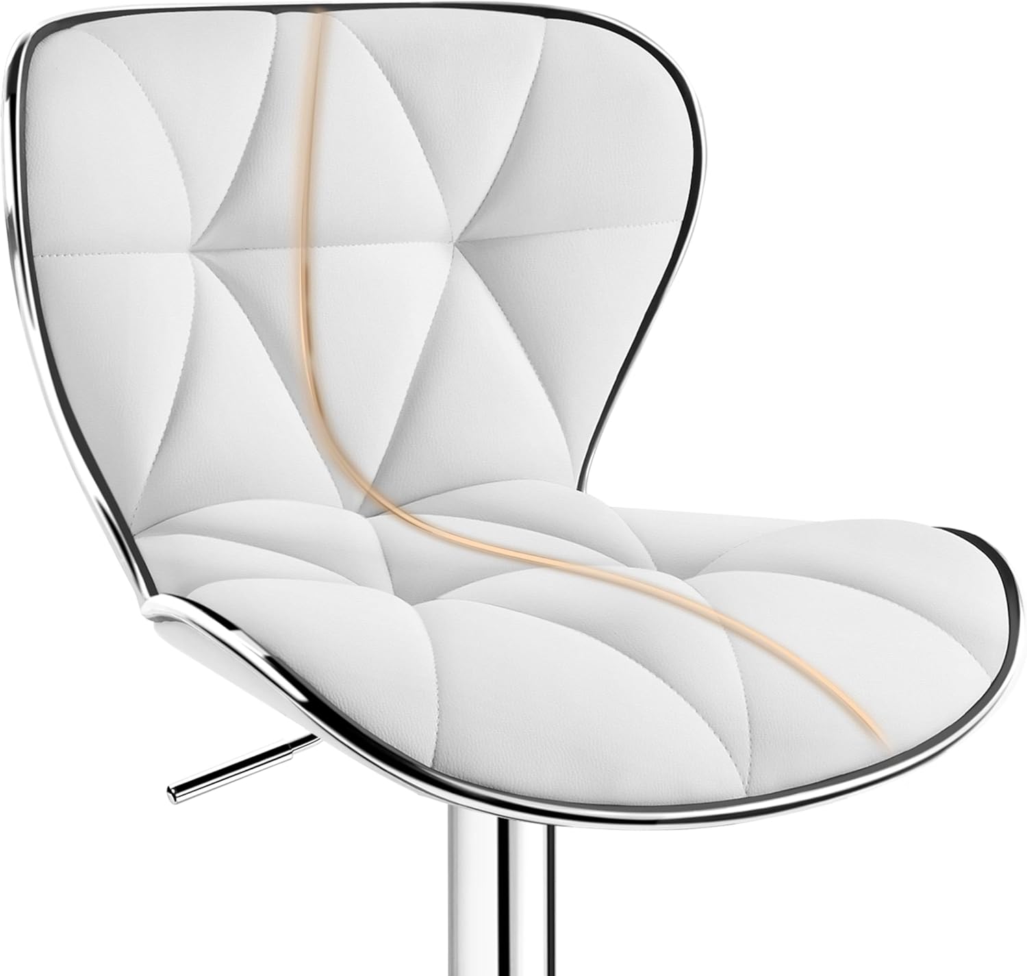Yaheetech Bar Stools Leather Set of 4, Adjustable Shell Back Barstools with Footrest, Counter Height Bar Chairs with Back for Kitchen Island, White