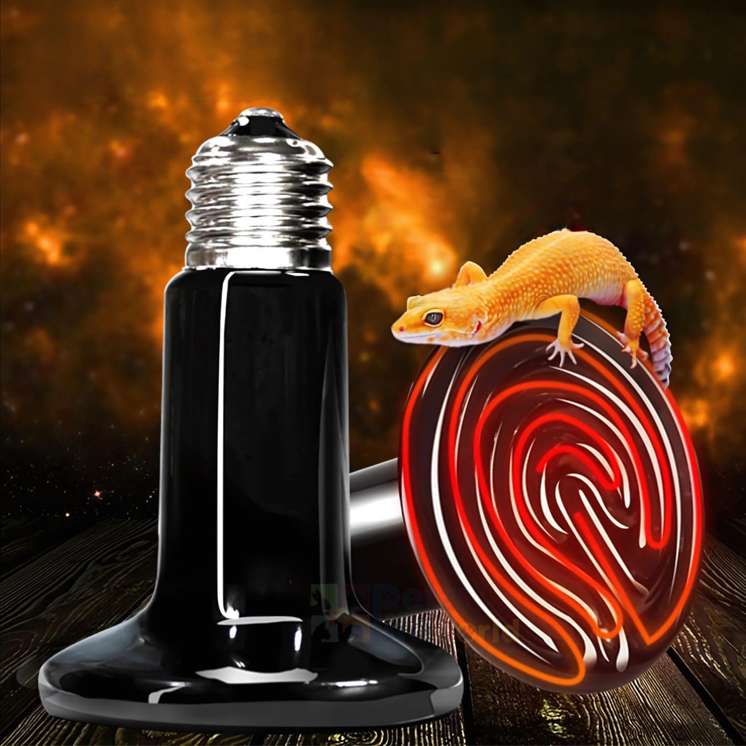 Infrared Ceramic Heat Emitter Reptile Heat Lamp for Pet Lizard Turtle Aquarium Snake, No Harm No Light, Black (50 Watts) by Petzlifeworld