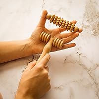 Vista 2 de tuuli Rodillo de masaje corporal y facial, rodillo de masaje de madera multifuncional, ayuda a aliviar la tensión muscular y apoyar la salud