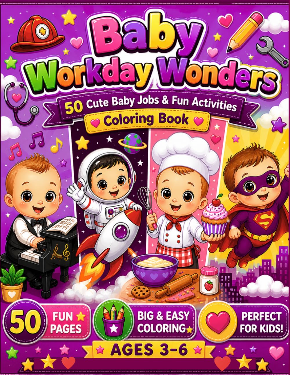 Baby Workday Wonders Coloring Book: Cute and Imaginative Coloring Pages of Job-Themed Baby Adventures
