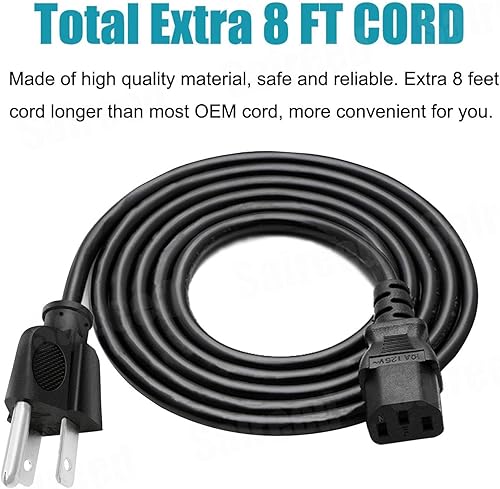 Miniatura 2 de Cable de alimentación de repuesto de 8 pies con certificación UL para HP Laserjet Pro M426fdw M15a M454dw M428fdw M281fdw M283fdw P1102w M148DW