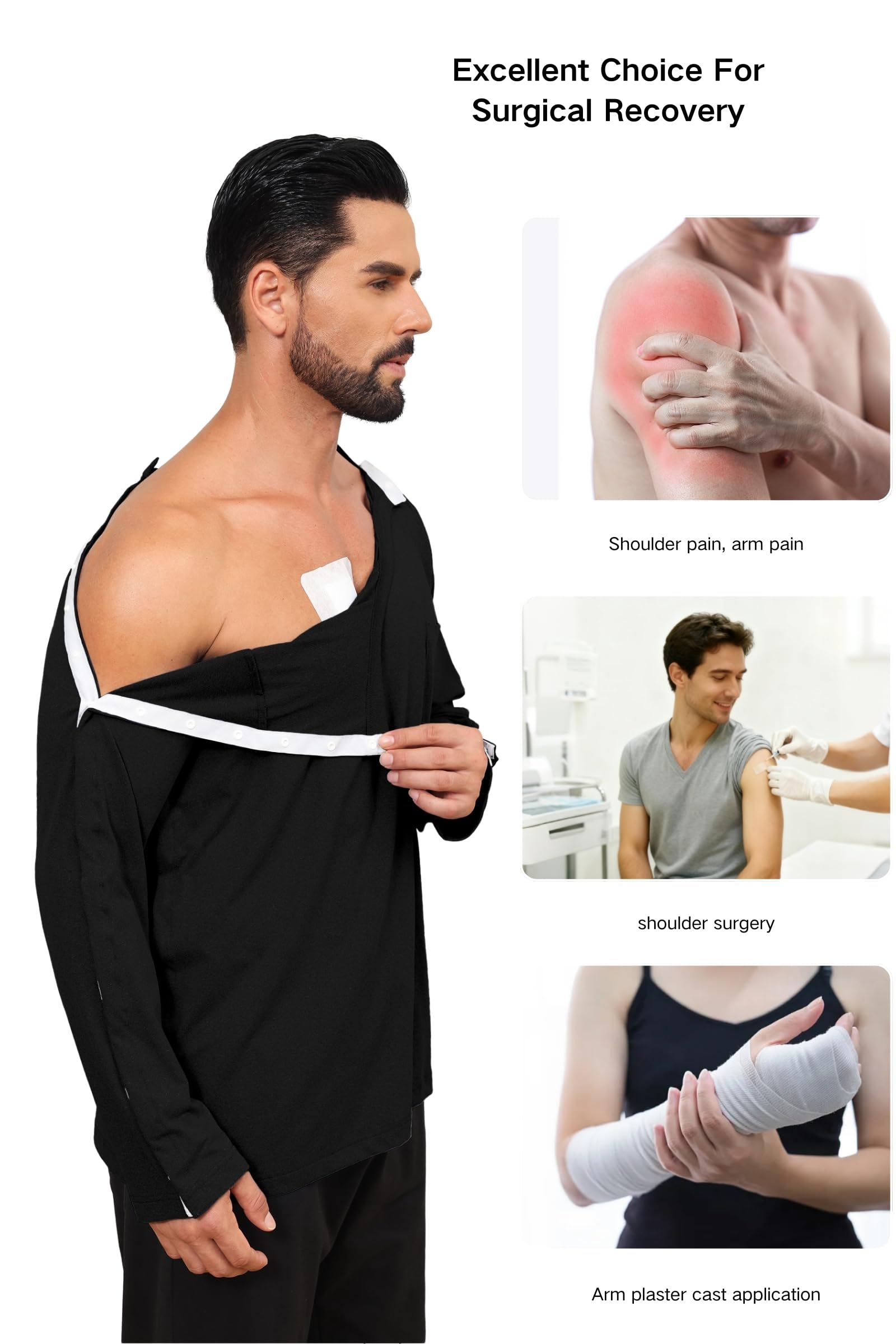 Camicia chirurgica post-spalla con chiusura laterale, maniche corte, per intervento e dialisi