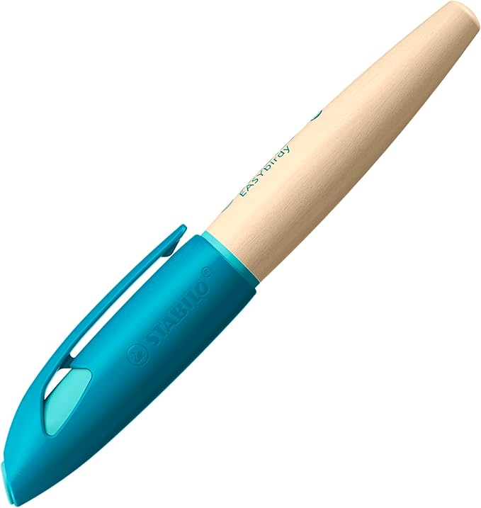 STABILO – Schulfüller ergonomisch für Rechtshänder mit Anfänger-Feder A – EASYbirdy Timber in grün – inkl. Patrone