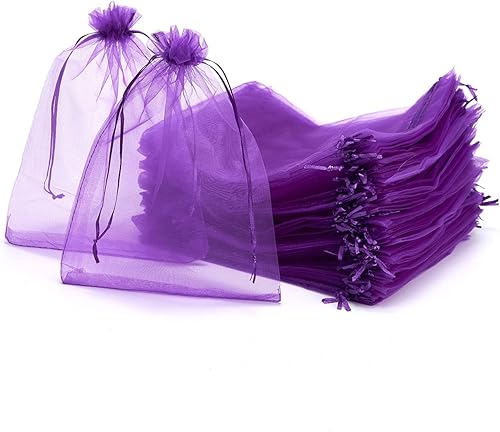 Miniatura 7 de Volanic Bolsa de regalo de organza con cordón transparente de 6 x 9 pulgadas, bolsa de joyería para fiesta, boda, dulces, mini botellas, muestras de