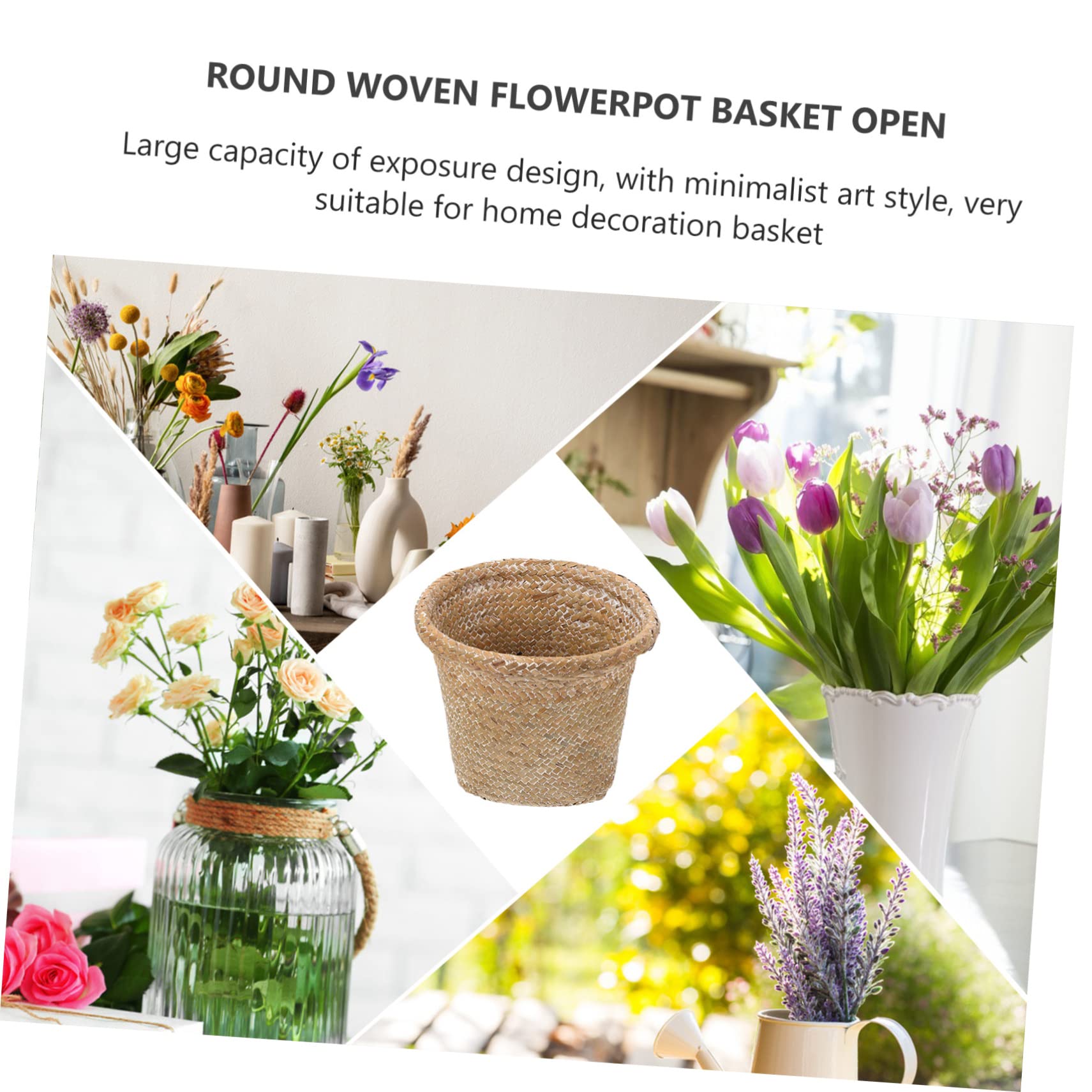 PRETYZOOM 2pièces Panier Pour Fleurs Organisateur Décoratif De Maison Et Chambre Conteneur à Déchets Et Panier De Rangement Corde Naturelle