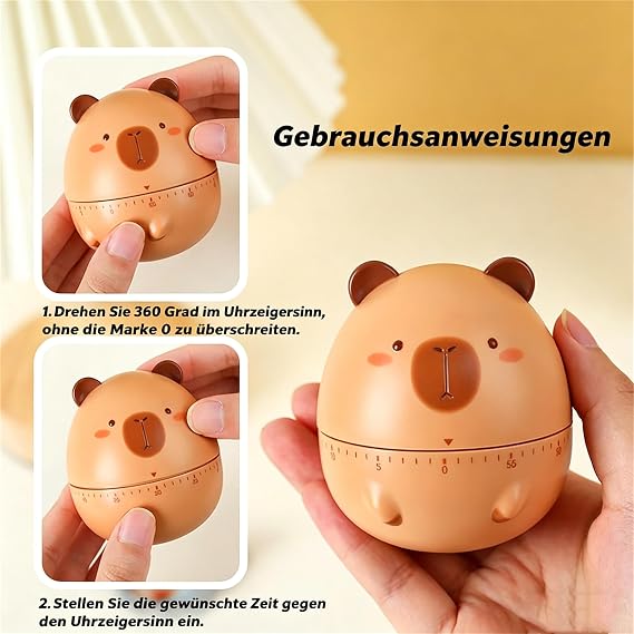 Capybara Mechanical Egg Timer Funny Kitchen Timer 60 Minute Countdown Timer Short Timer for Cooking Baking