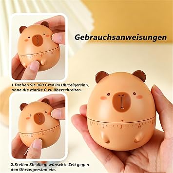 Capybara Mechanical Egg Timer Funny Kitchen Timer 60 Minute Countdown Timer Short Timer for Cooking Baking