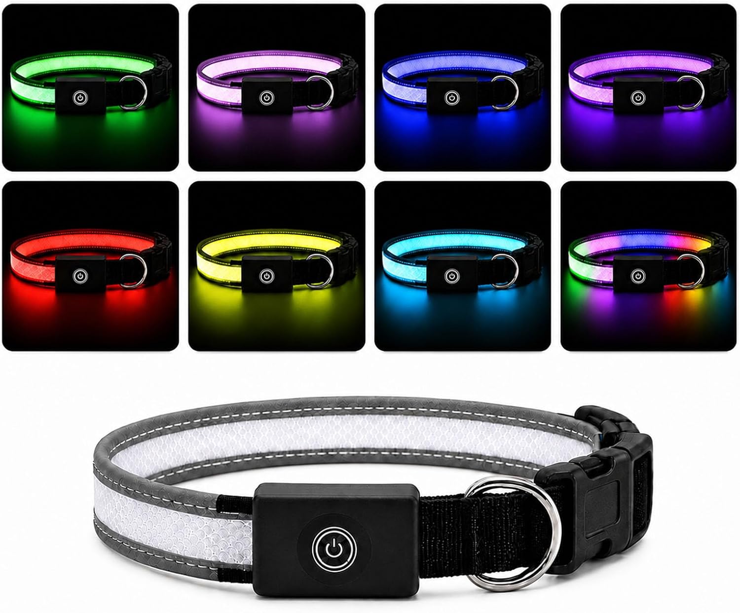 Light Up Dog Collar Fast‑Charge LED Dog Collar IP67 Waterproof 15 Modes
