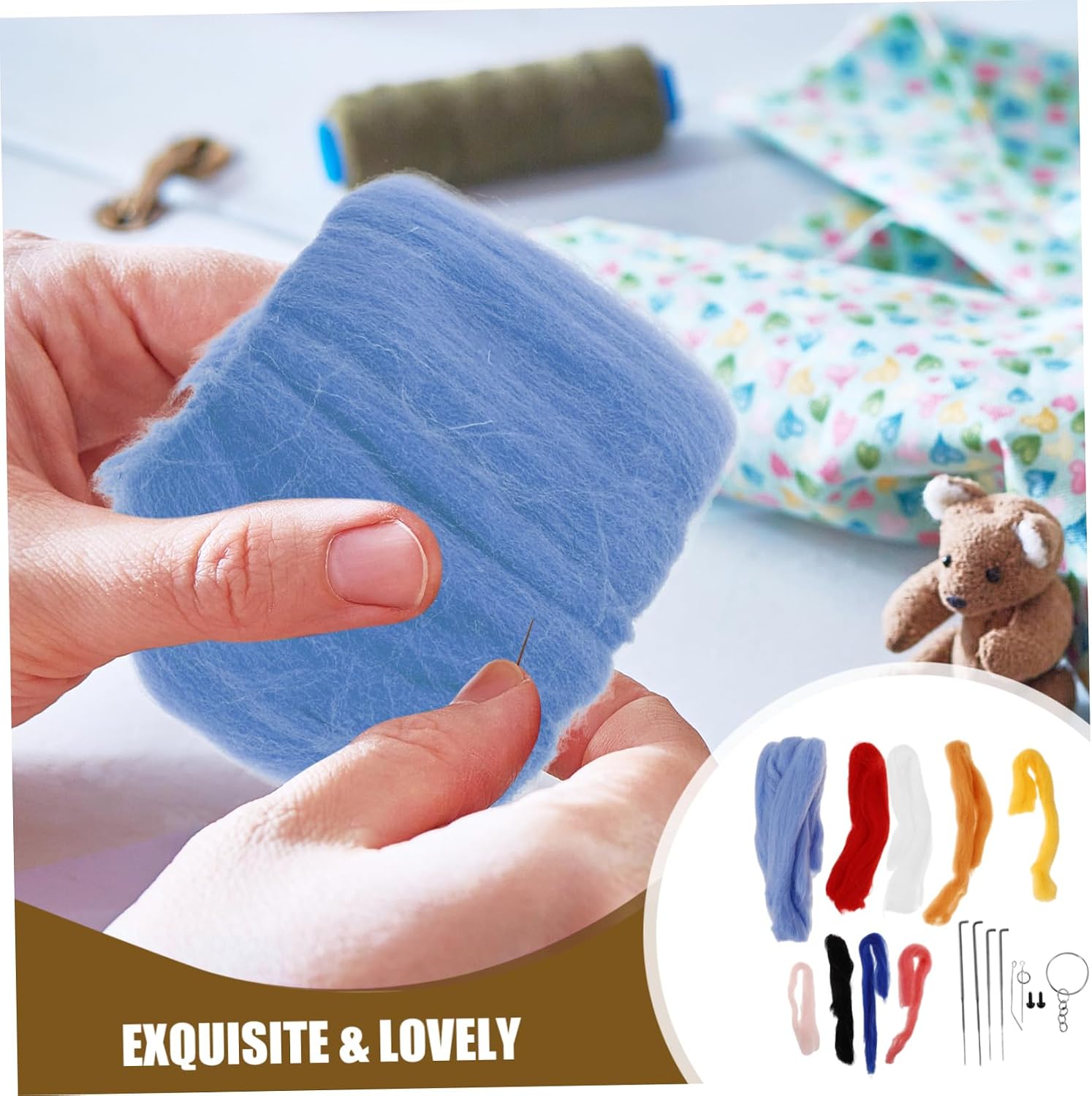 VILLCASE 3sets Craft Supply Needle Felting Kit for Ornaments Convenient Starter for Adults and Beginners Soft Comfortable Felt for Creative Projects