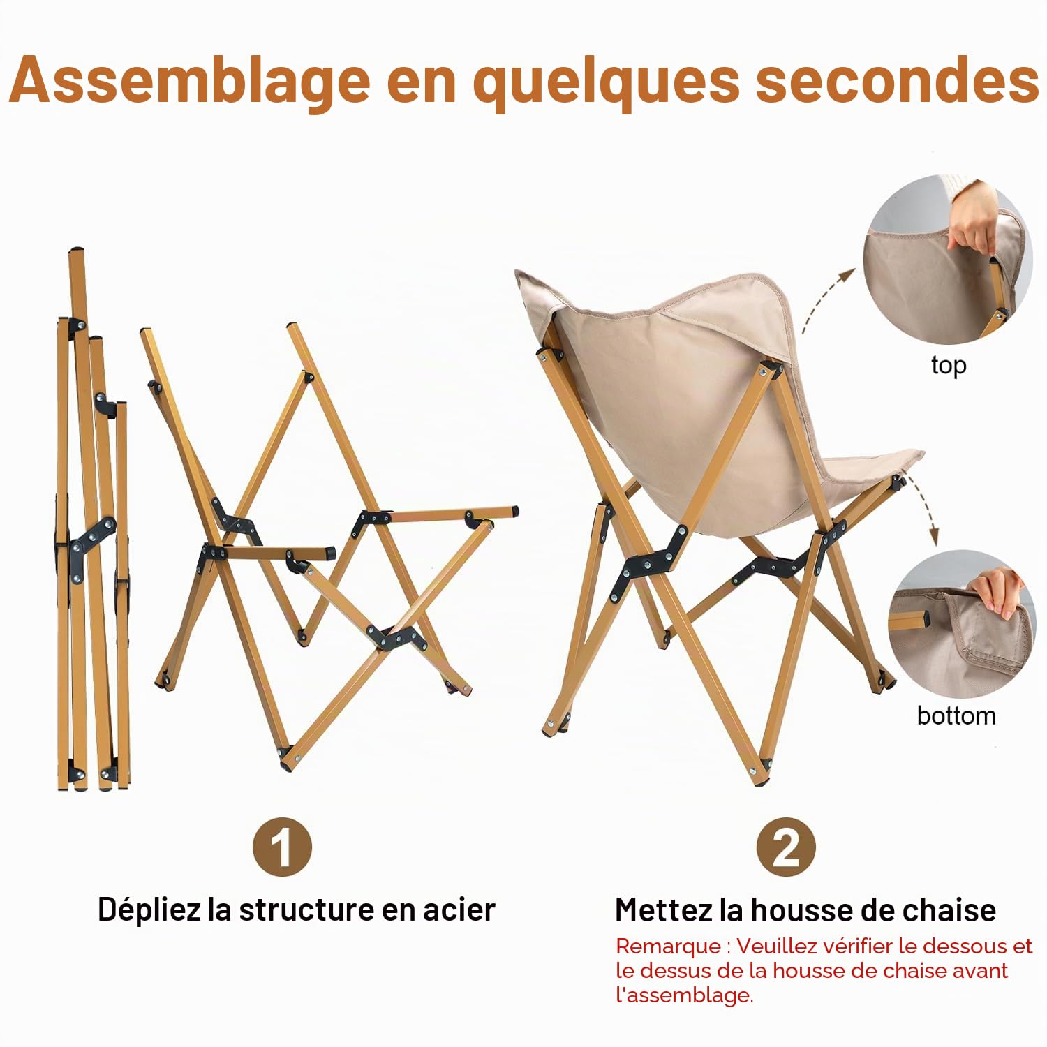 Chaise Pliante Camping avec Sac de Transport, Chaise de Camping Confortable pour Adultes, Siège Pliable Portable Léger pour Plage Pêche Jardin Pique Nique, Beige&Marron