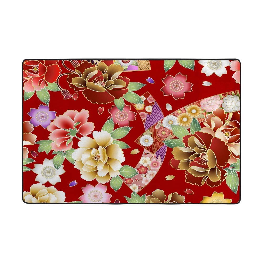 Tapis de sol en velours corail rouge épais vintage haut de gamme