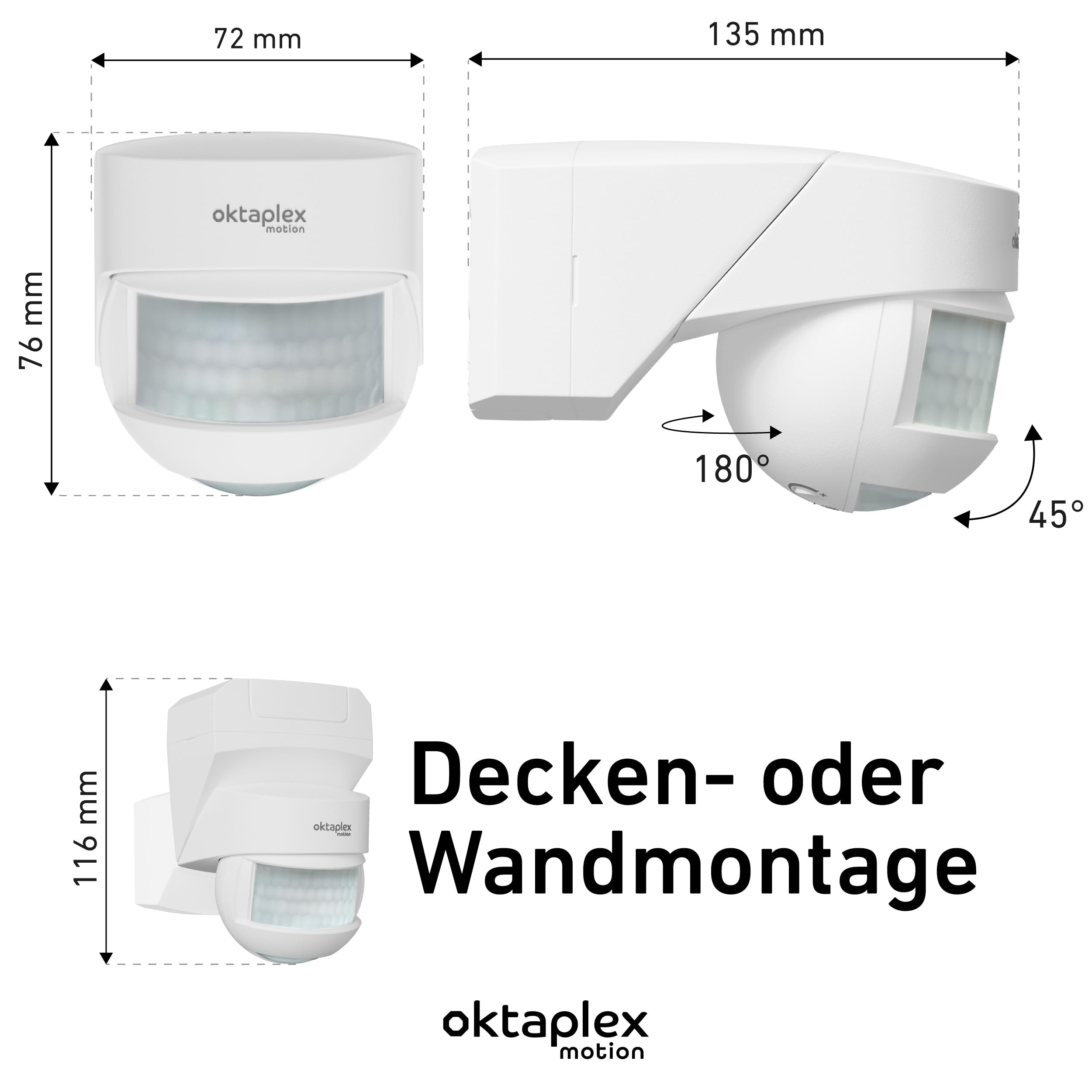 Oktaplex Lot de 2 Lea détecteur Infrarouge Plafond extérieur