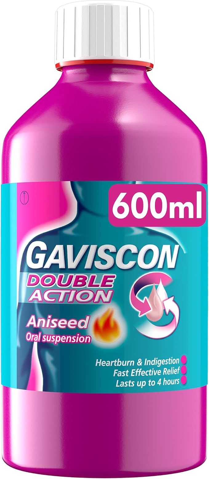 Gaviscon Double Action Liquid , Aniseed Liquid, 600ml, Heartburn Liquid, Indigestion Relief