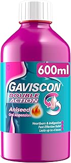 Gaviscon Double Action Heartburn and Indigestion Liquid, Aniseed Flavour, 600 ml