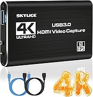 Vista 1 de Tarjeta de captura, 4K HDMI Audio Video Capture Card con Loop-Out, 1080P 60FPS juego Live Streaming Caputre Dispositivo para Nintendo SwitchPS4Xbox