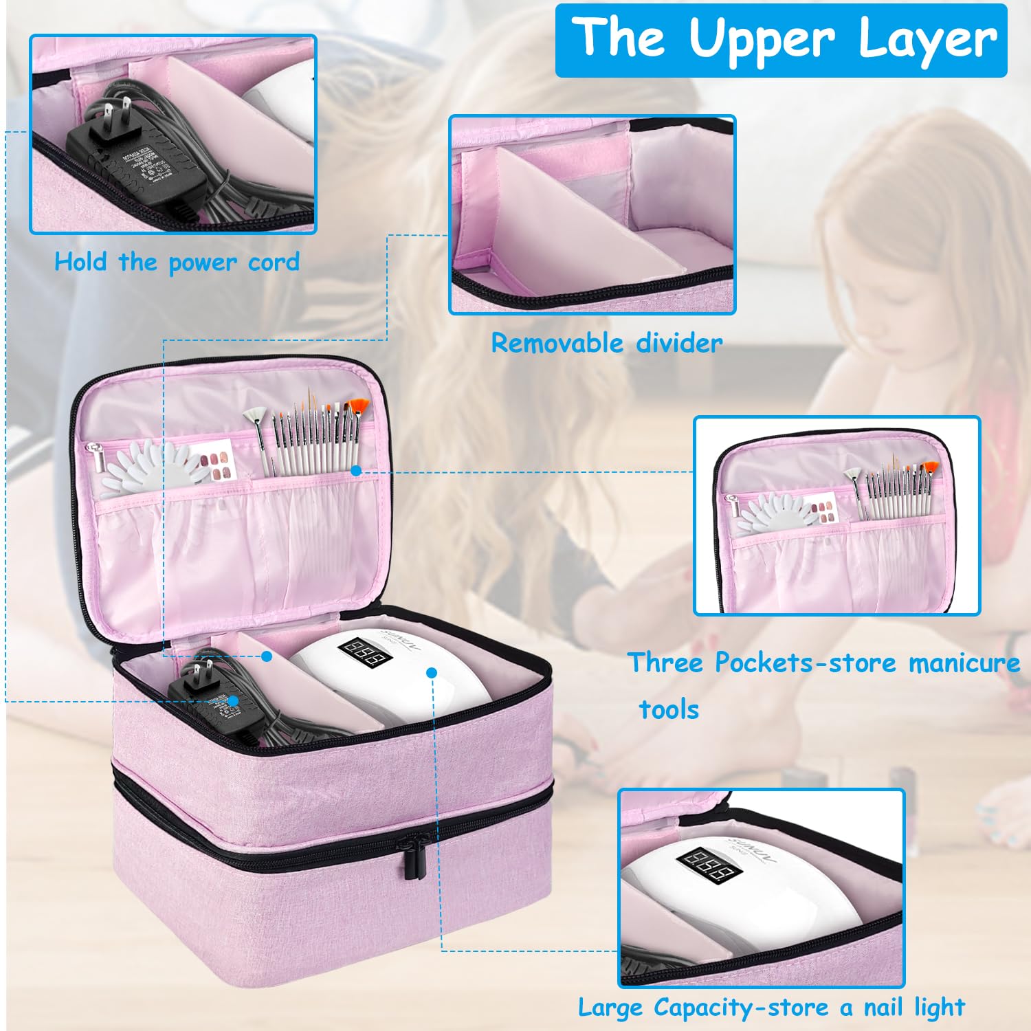 Boczif 2-Layer Nail Polish Organizer Case for Manicure Supplies
