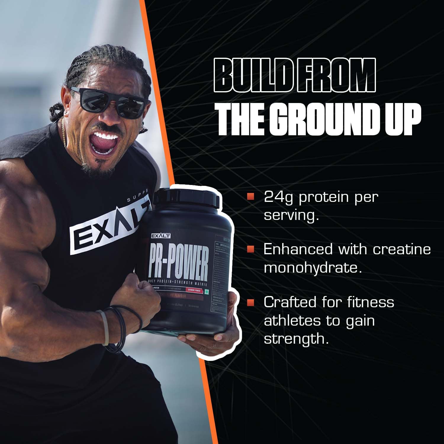 The PR- Power Whey Protein + Strength Matrix | 2.27 Kg | 63 Servings | 24g Protein | 3.5g Strength Matrix | Zero Added Sugar | Extreme Power (Caffe Latte) — Amazon image 5