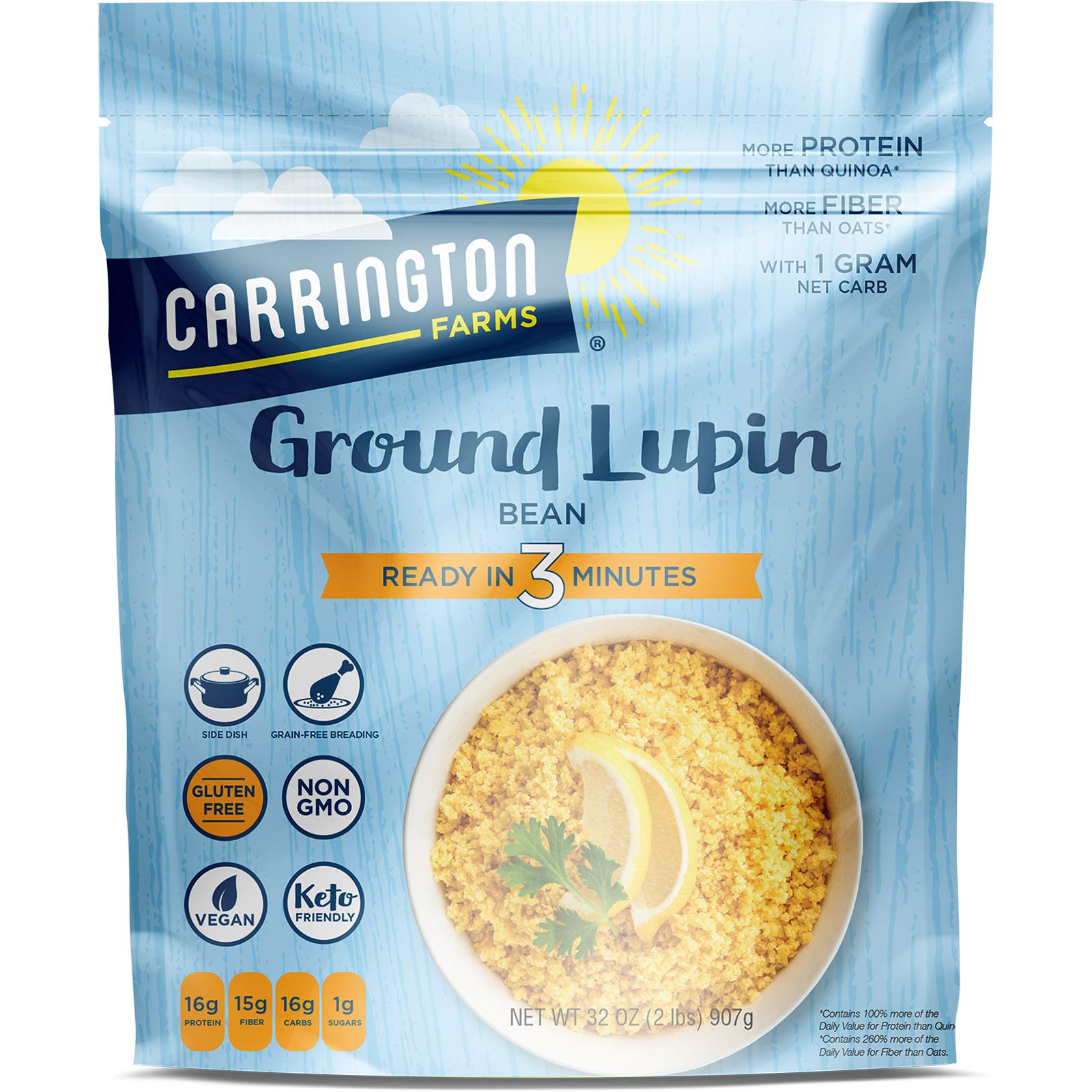 Carrington Farms Ground Lupin Bean Low Glycemic Side Dish Keto