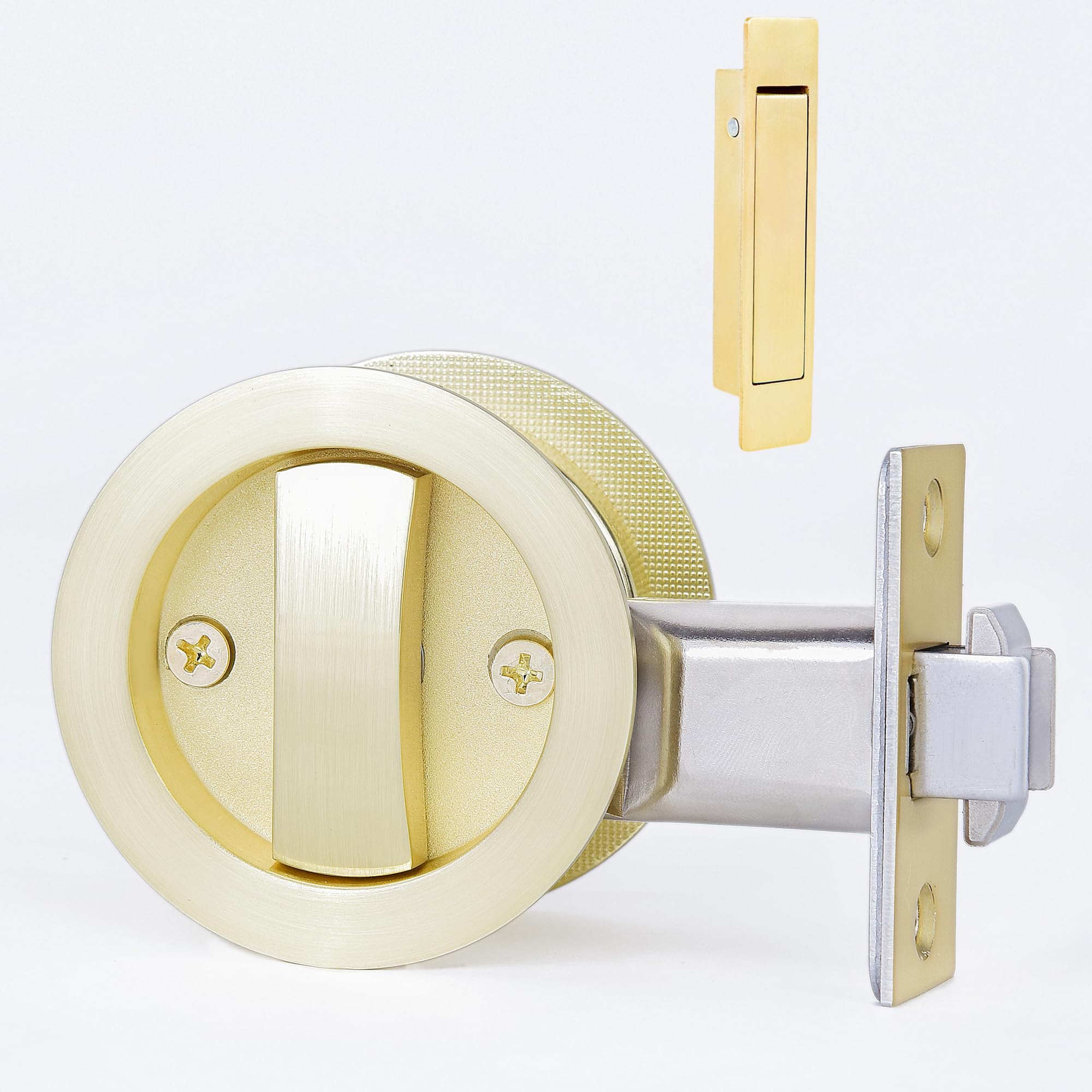 Dontay Pocket Door Passage Latches Lock Flush Double Sided Rotation Privacy Bed Bath Latch Large Lever Hardware for
