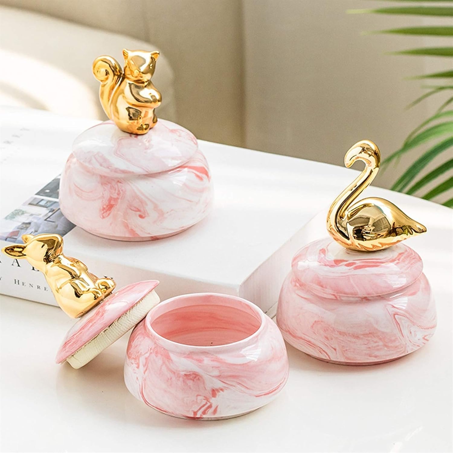 Sugar Bowl Ceramic Sugar Bowl with Lid Airtight Jar Storage Jar Household Coffee Storage Jar Dried Fruit Candy Jar Exquisite Shape Sugar Bowls Candy jar (Color : D)